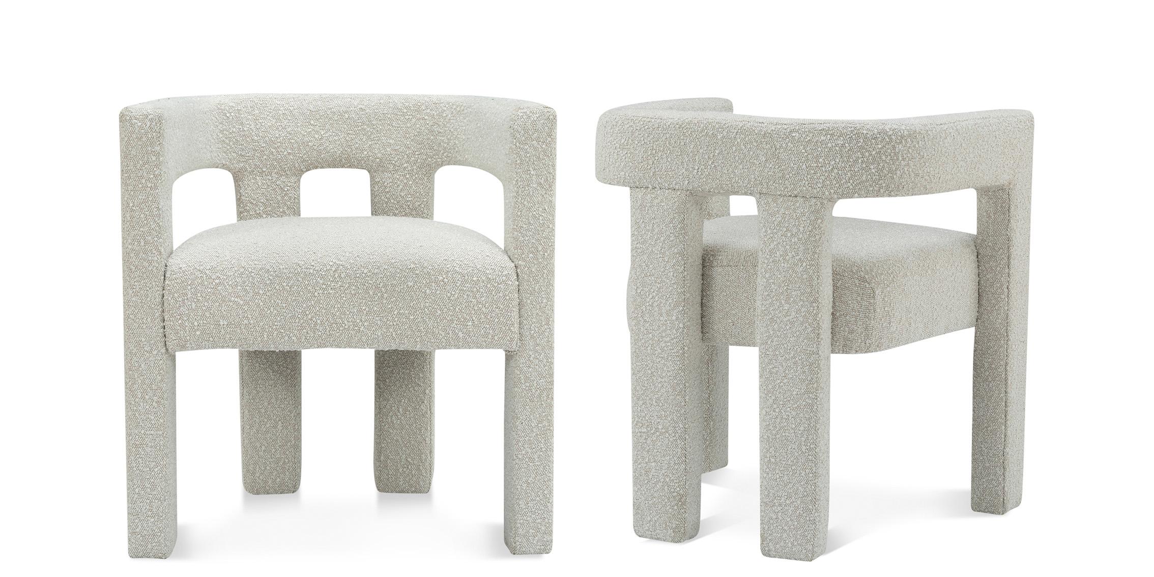 

    
Cream Boucle Fabric Dining Chair Set 2 Pcs ATHENA 864Cream-C Meridian Modern
