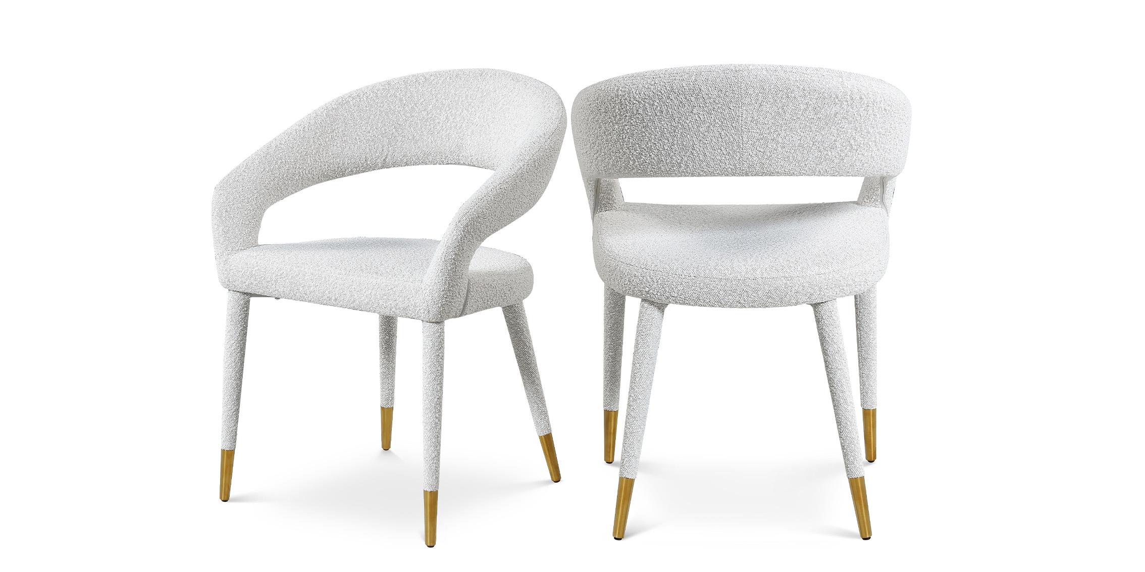 

    
Cream Boucle Fabric Dining Chair Set 2P DESTINY 539Cream-C Meridian Contemporary
