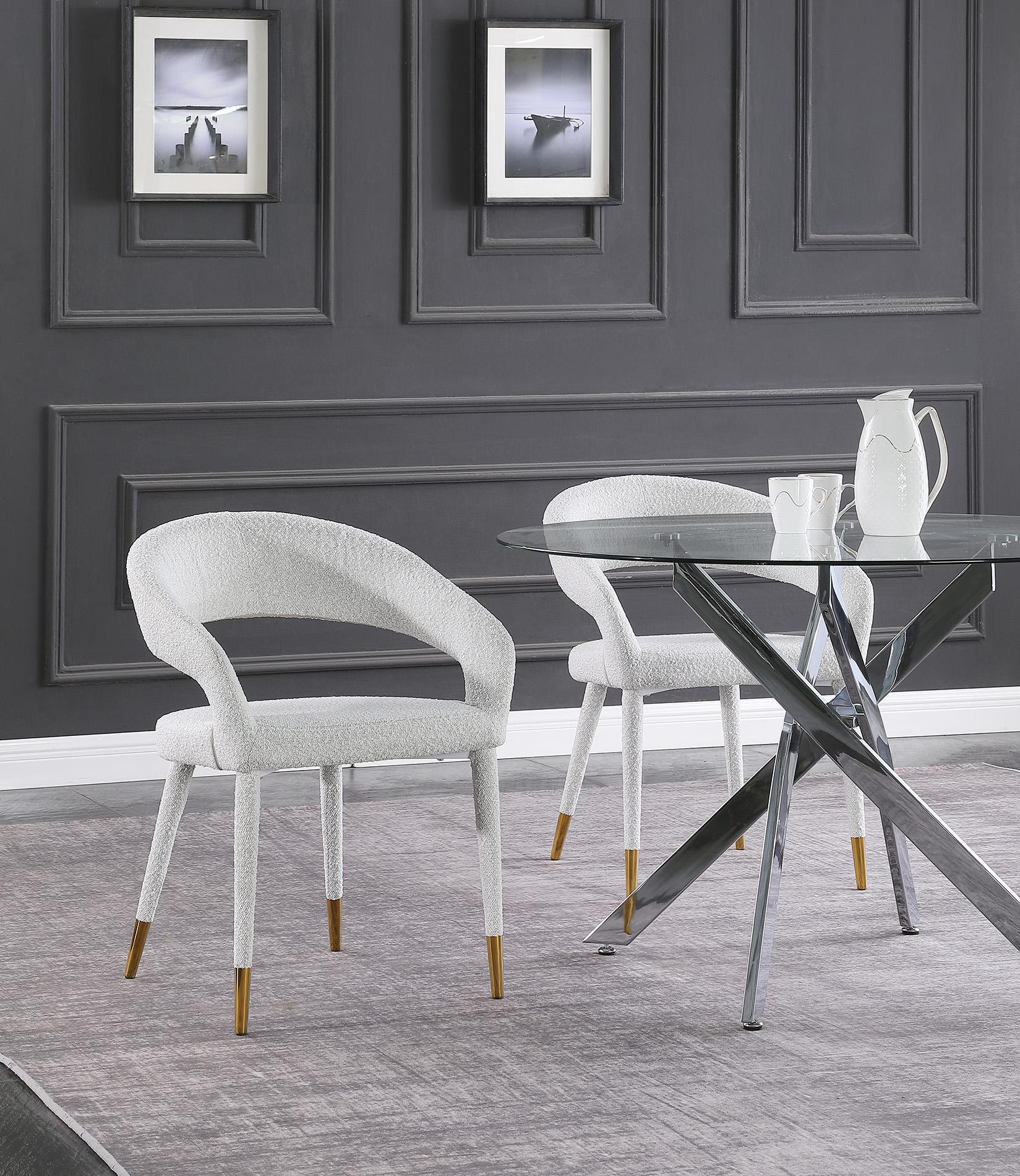 

        
Meridian Furniture DESTINY 539Cream-C Dining Chair Set Cream/Gold Boucle Fabric 094308263649
