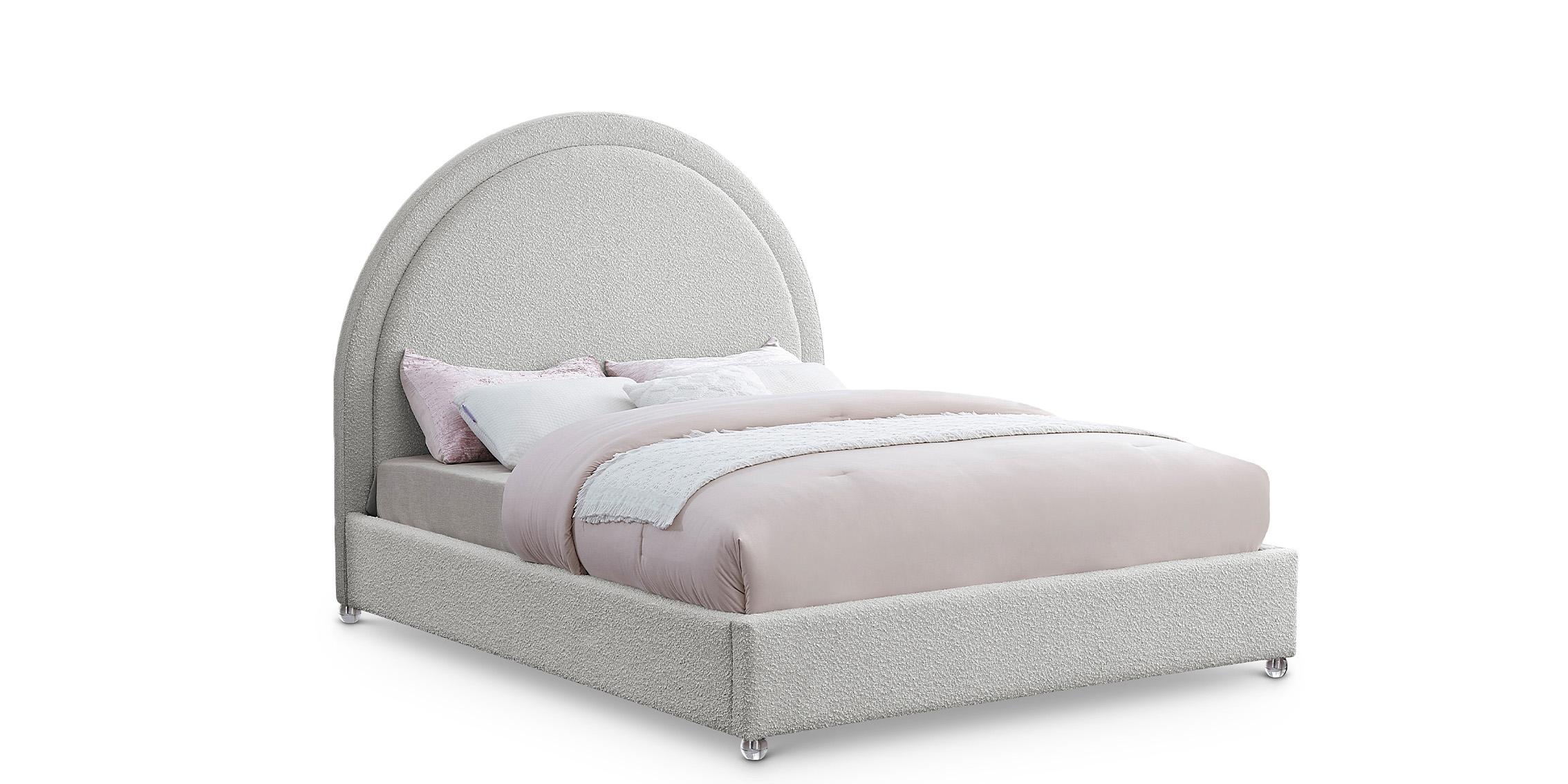 

    
Cream Boucle Fabric Queen Bed MILO MiloCream-Q Meridian Contemporary Modern
