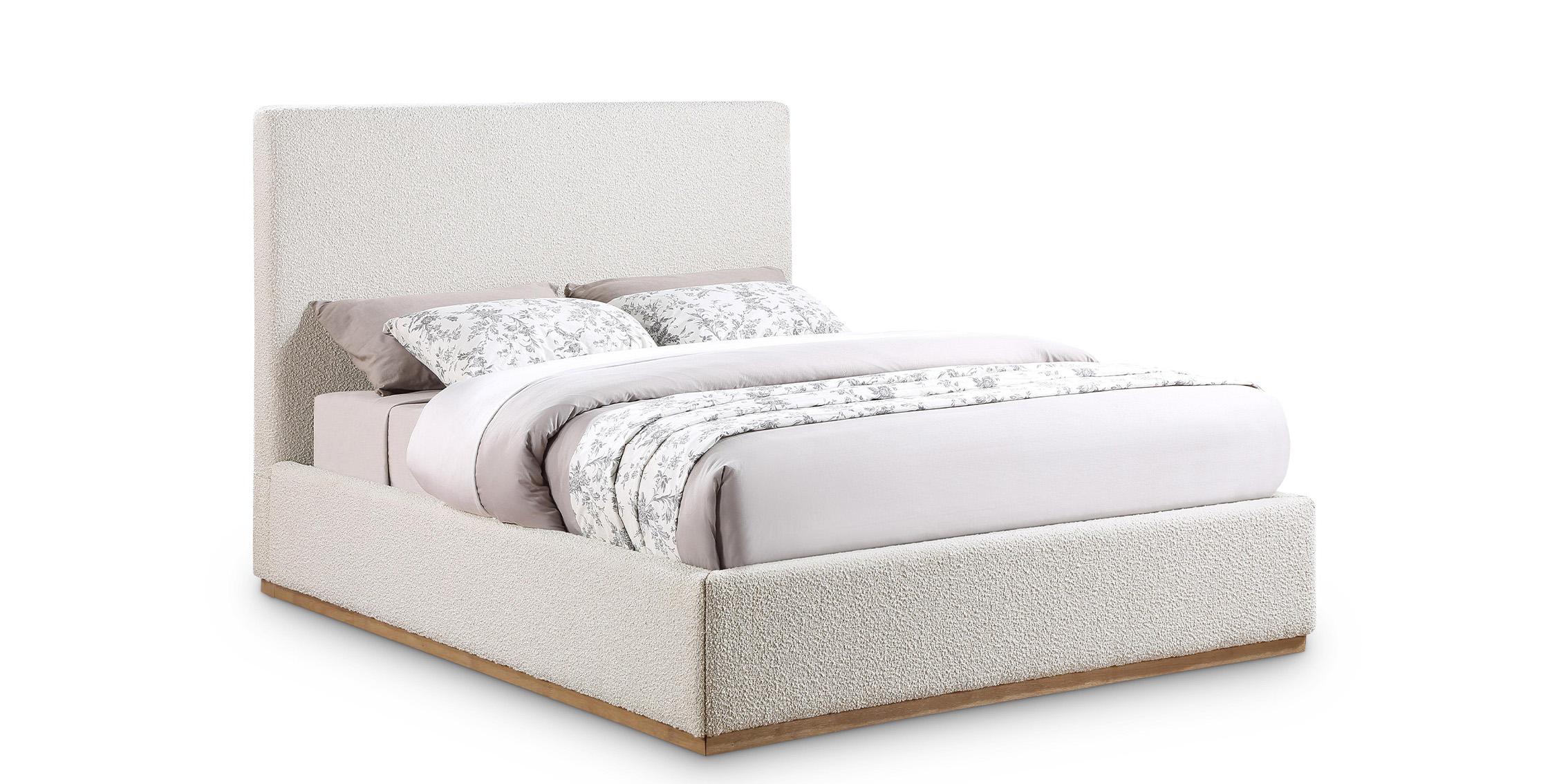 

    
Cream Boucle Fabric Queen Bed MONACO MonacoCream-Q Meridian Contemporary Modern
