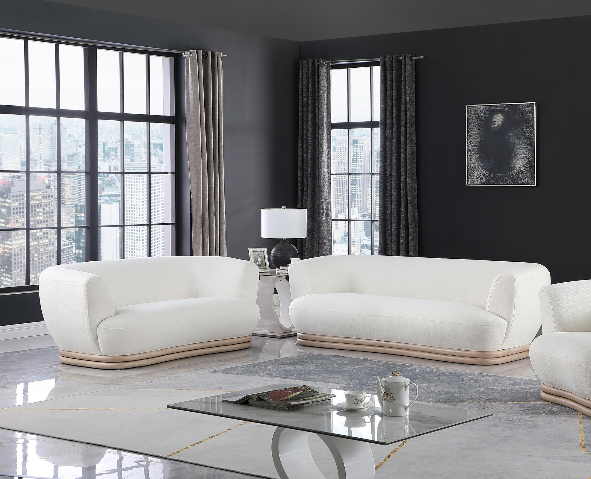 

    
Cream Boucle Fabric Sofa Set 2Pcs KIPTON 648Cream Meridian Mid-Century Modern
