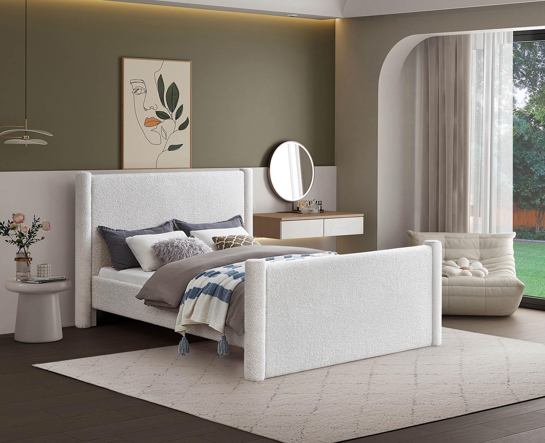 

    
Cream Boucle Queen Bed ELIAS B1299Cream-Q Meridian Contemporary Modern
