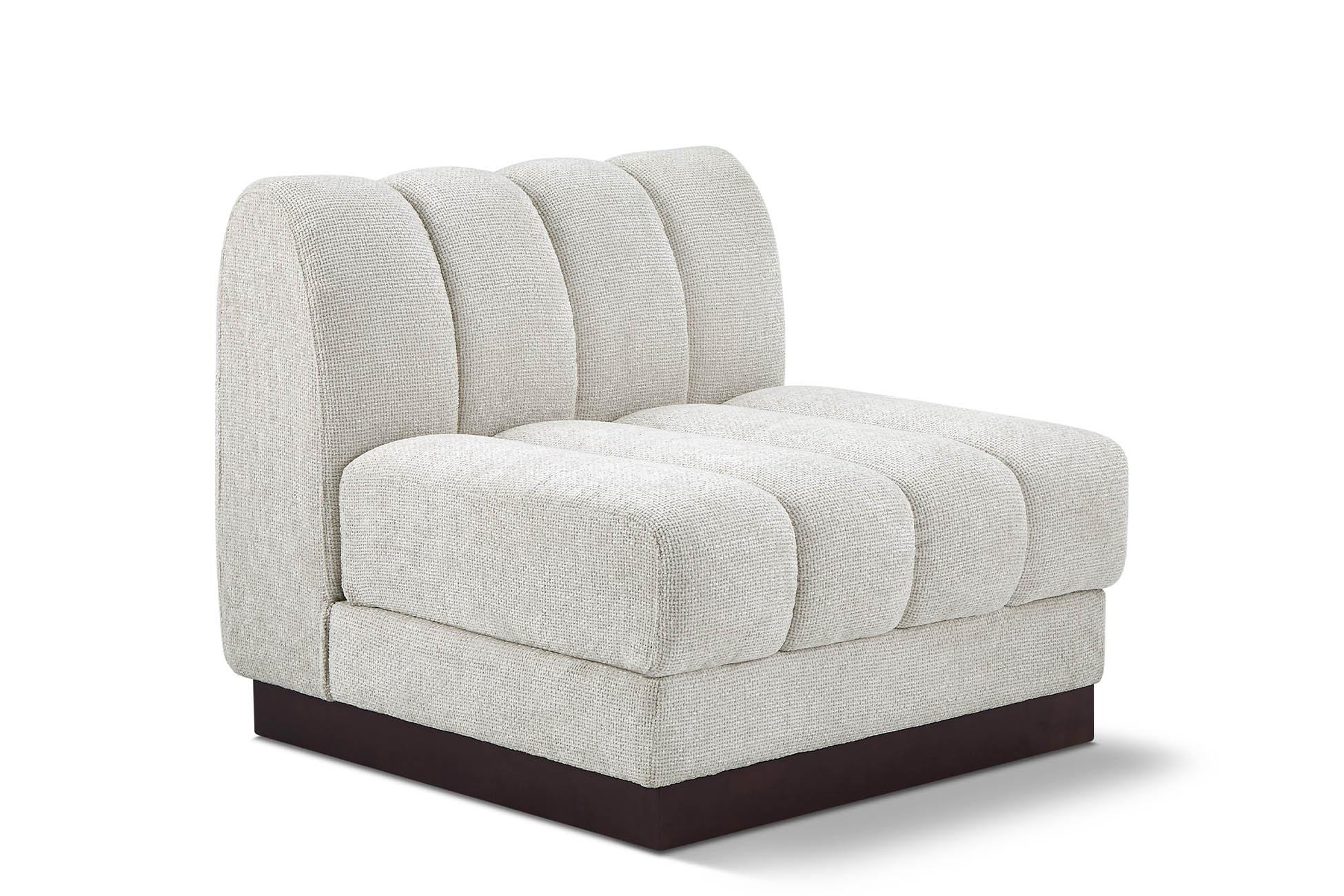 

    
Cream Chenille Armless Chair QUINN 124Cream-Armless Meridian Contemporary
