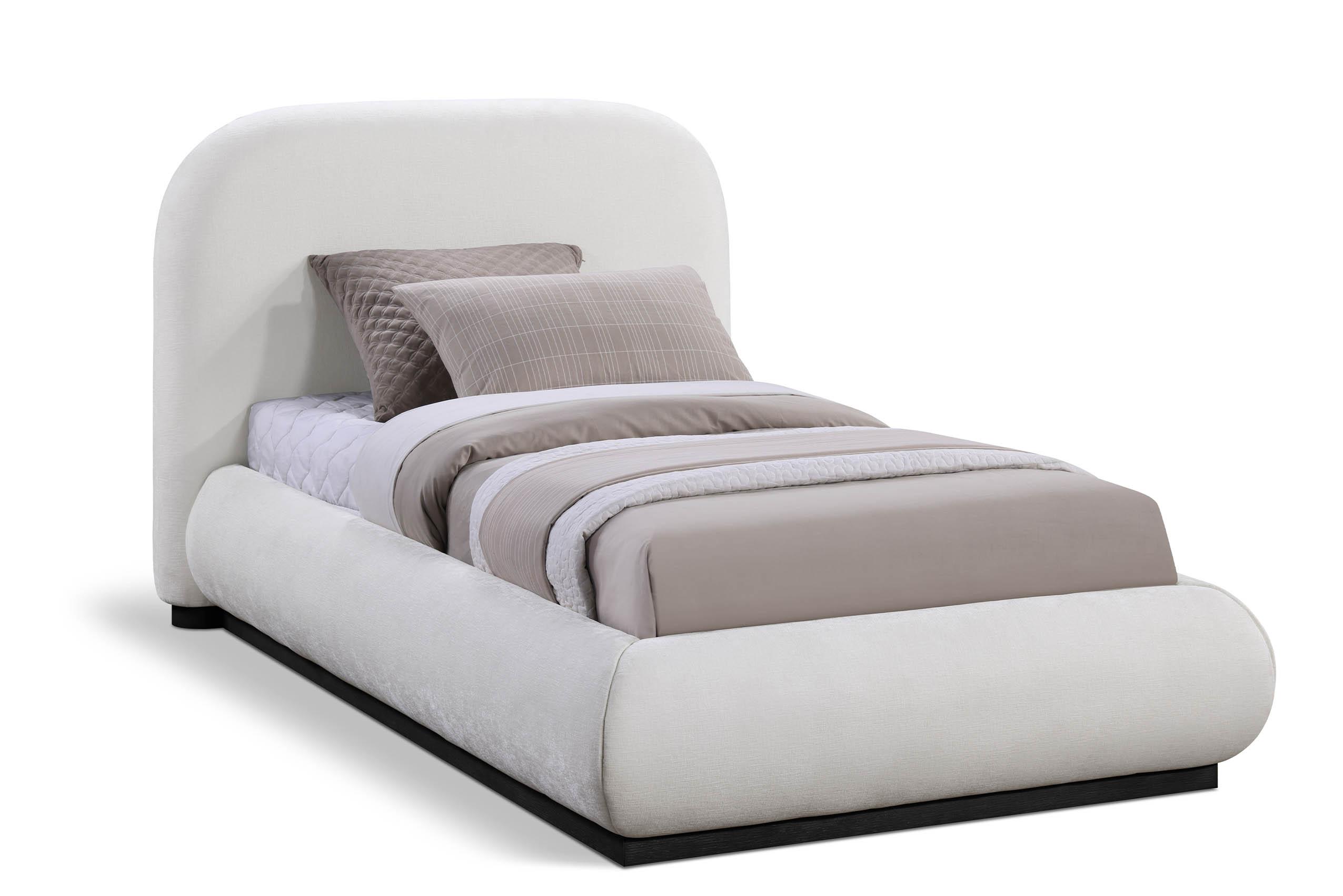 

    
Cream Chenille Platform Twin Bed VAUGHN B1214Cream-T Meridian Contemporary
