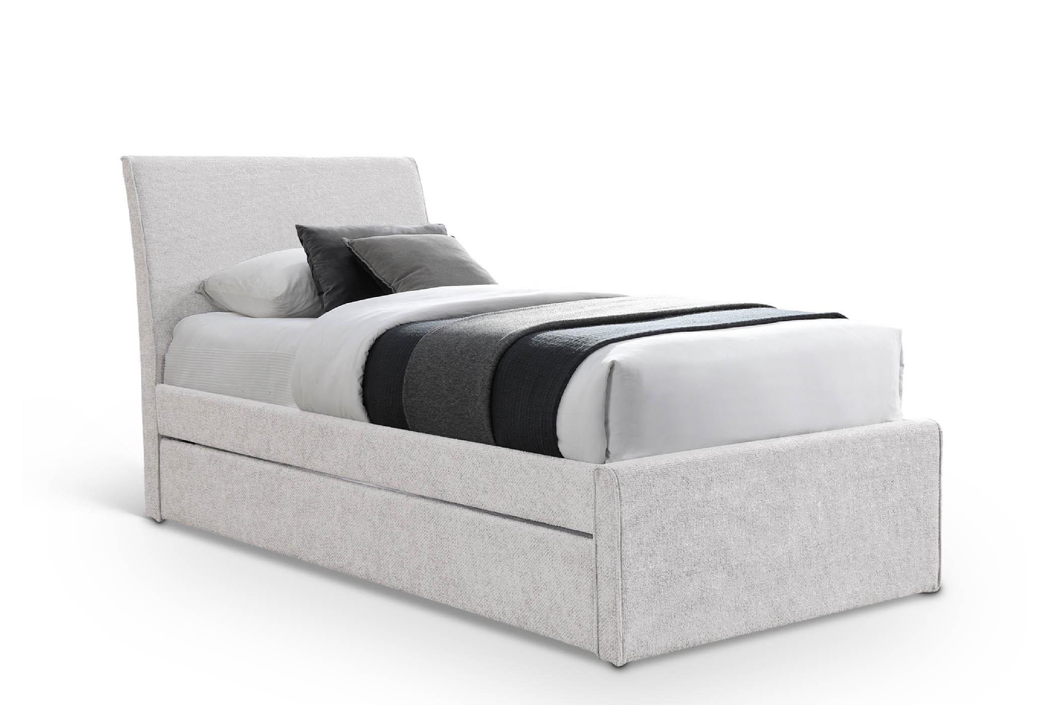 

    
Cream Chenille Twin Trundle Bed MYLES B1262Cream-T Meridian Contemporary Modern
