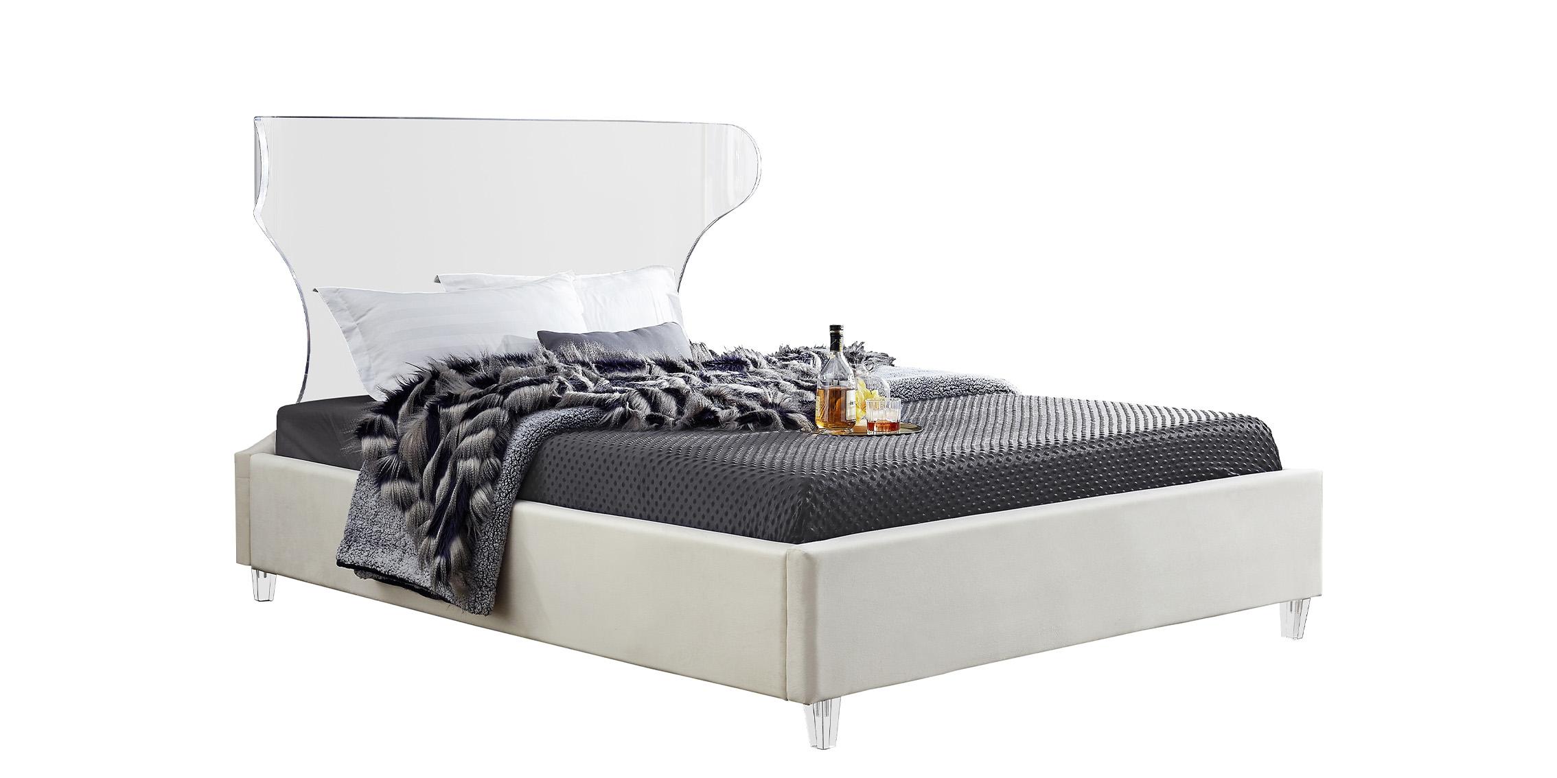 Contemporary, Modern Platform Bed GHOST GhostCream-F GhostCream-F in Cream Fabric