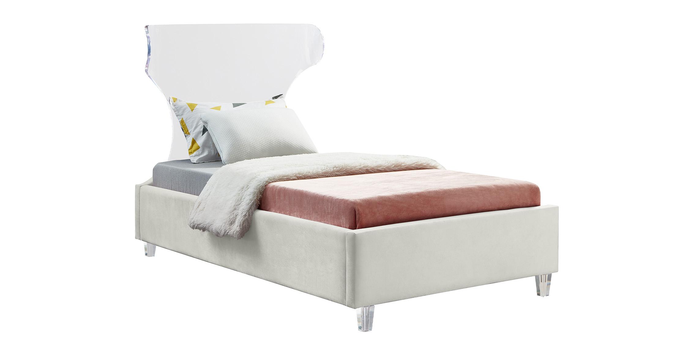 Contemporary, Modern Platform Bed GHOST GhostCream-T GhostCream-T in Cream Fabric