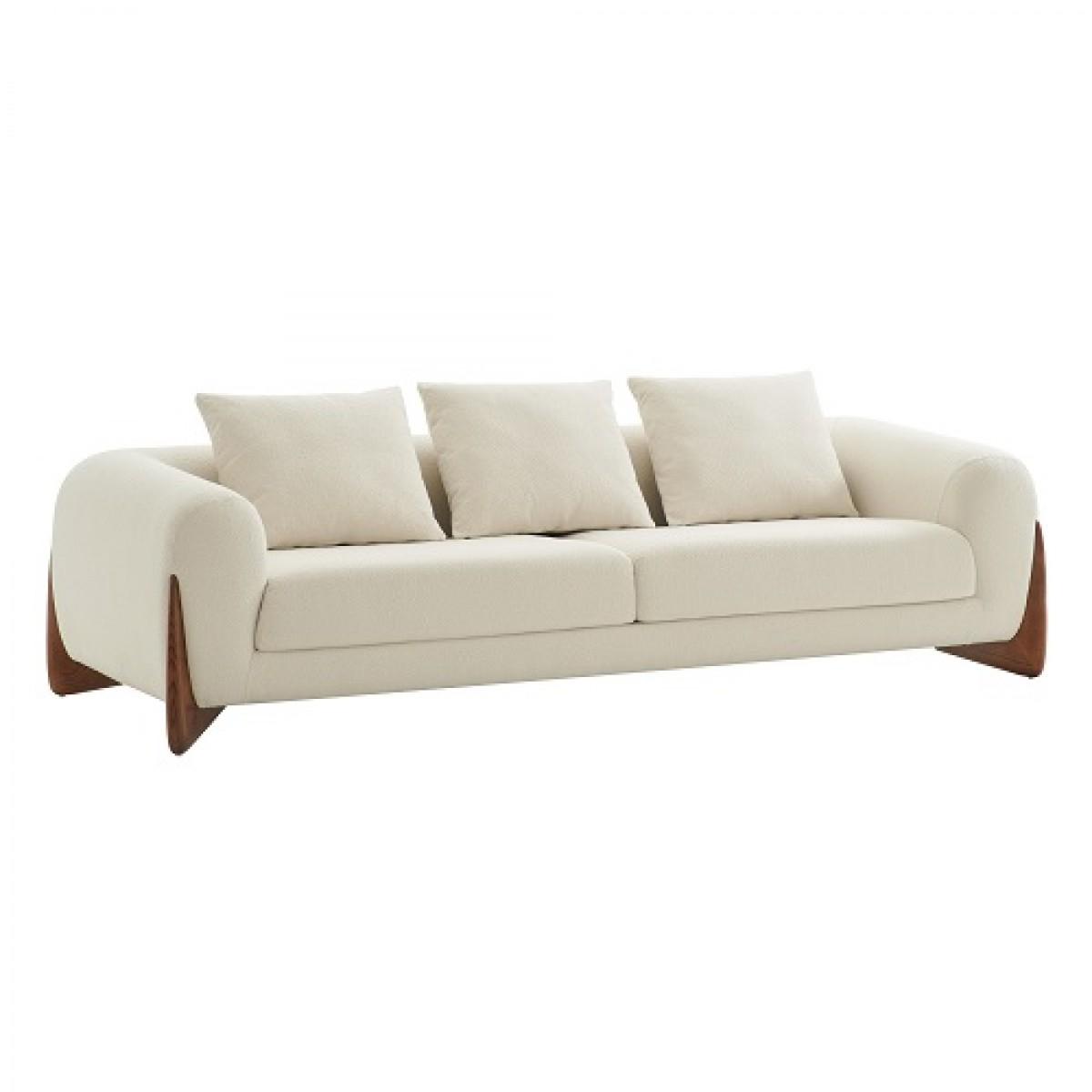 Contemporary Sofa Fleury VGCS-21073-SO in Cream, Walnut Fabric