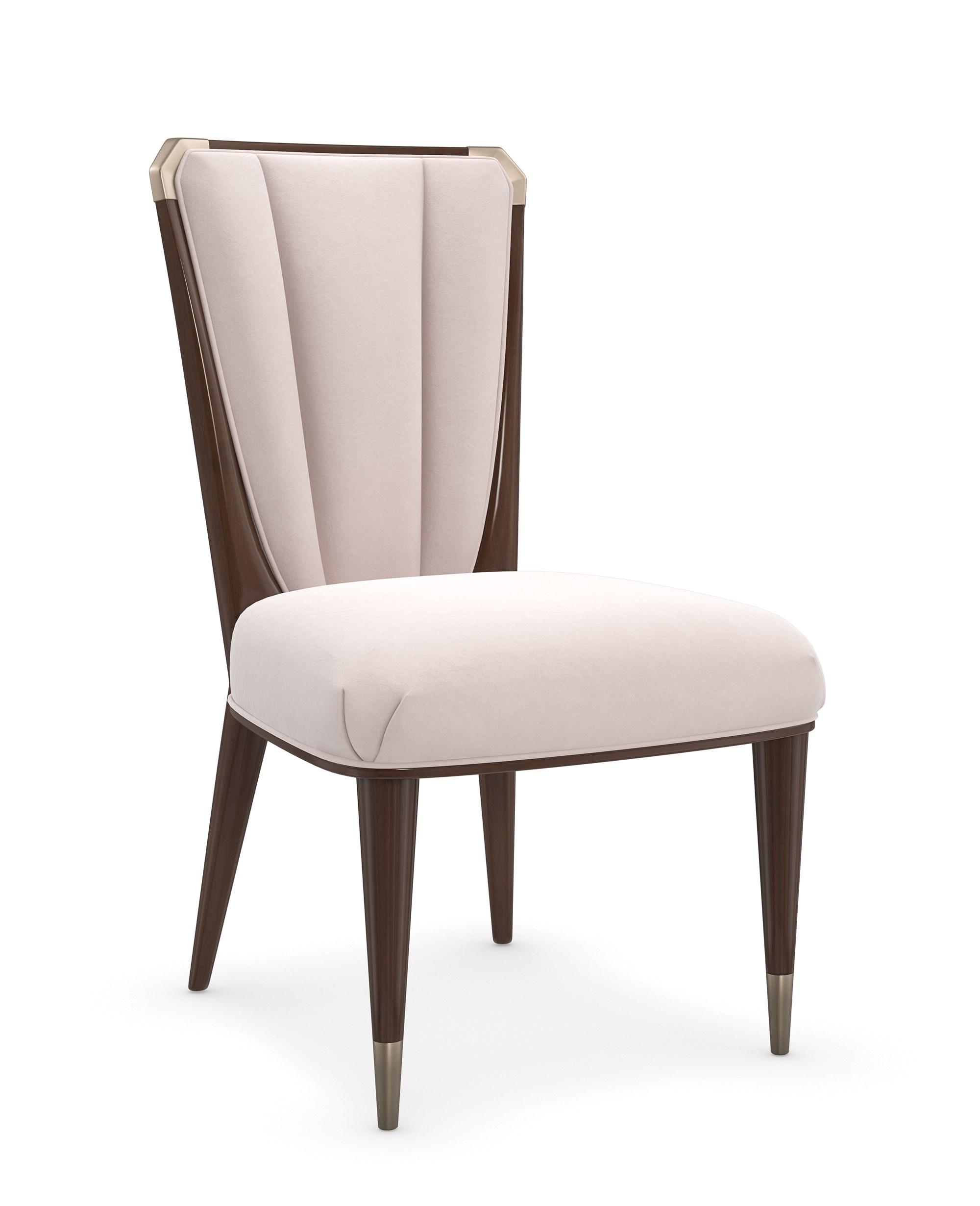 Contemporary Dining Chair Set THE OXFORD SIDE CHAIR C102-422-281-Set-2 in Cream, Brown Fabric
