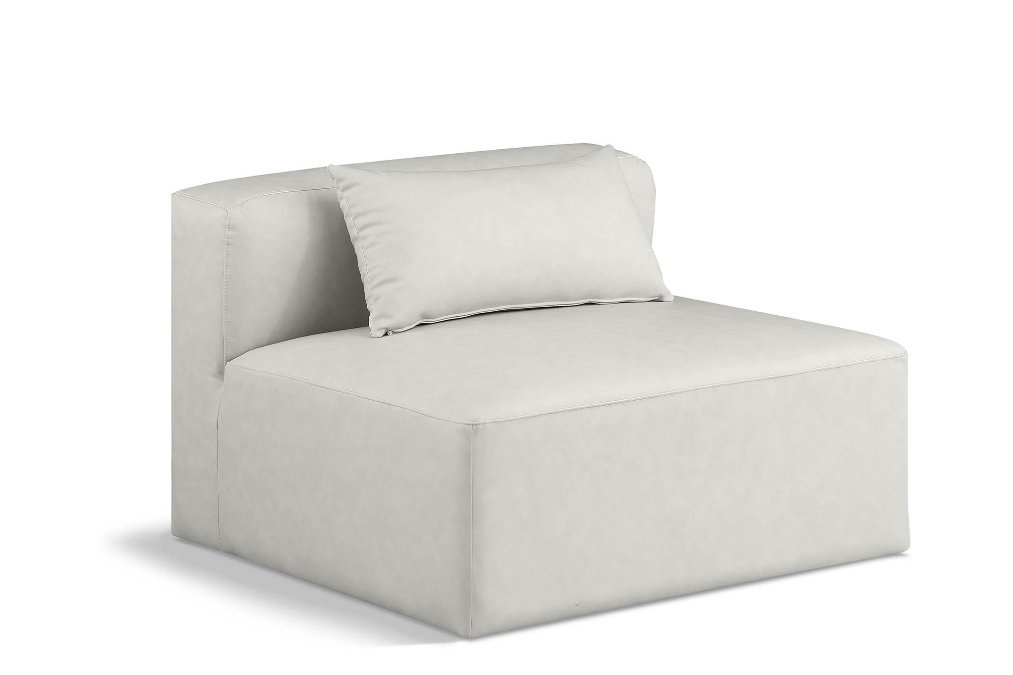 Contemporary, Modern Armless Chair CUBE 668Cream-Armless 668Cream-Armless in Cream Faux Leather
