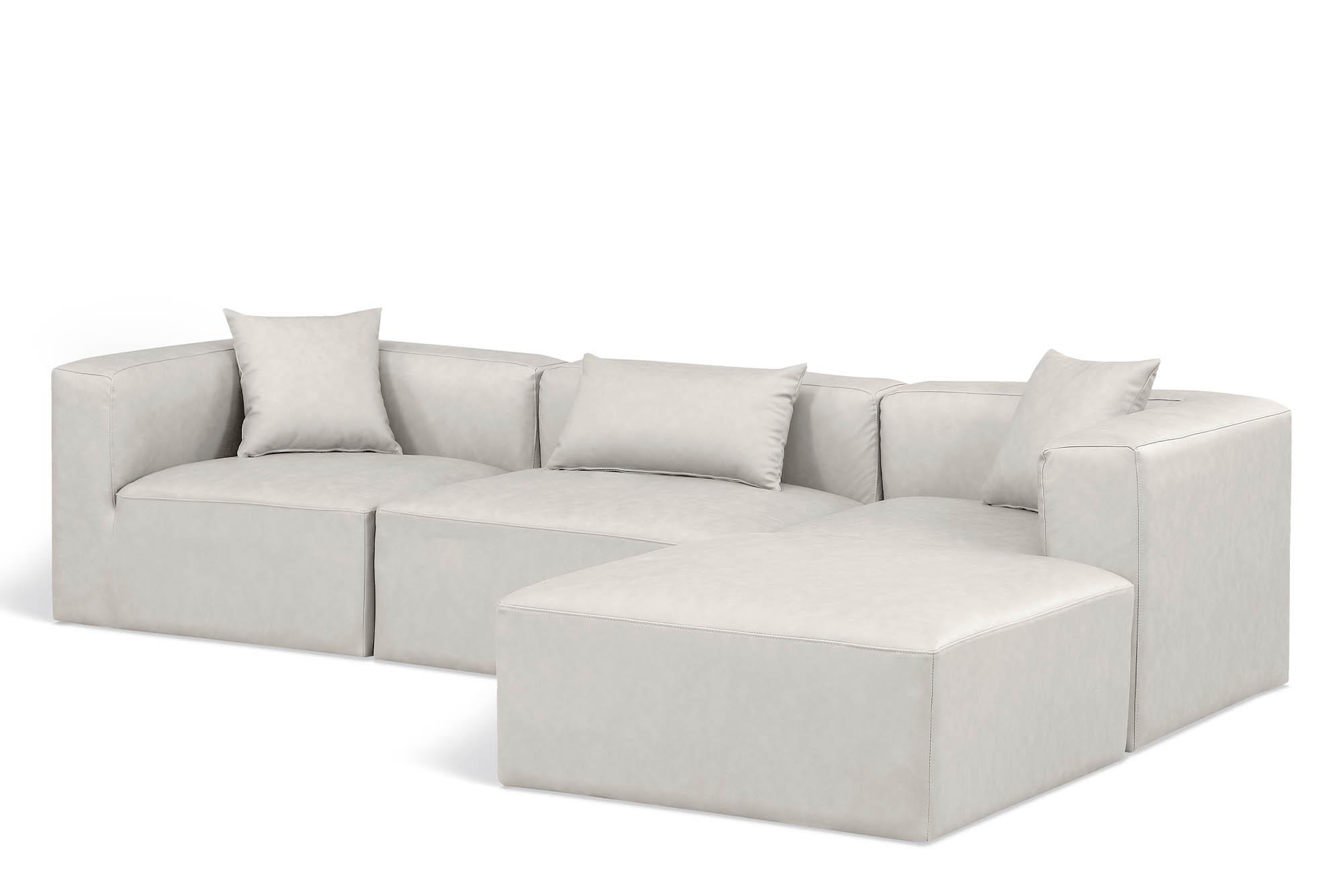 Contemporary, Modern Modular Sectional Sofa CUBE 668Cream-Sec4A 668Cream-Sec4A in Cream Faux Leather