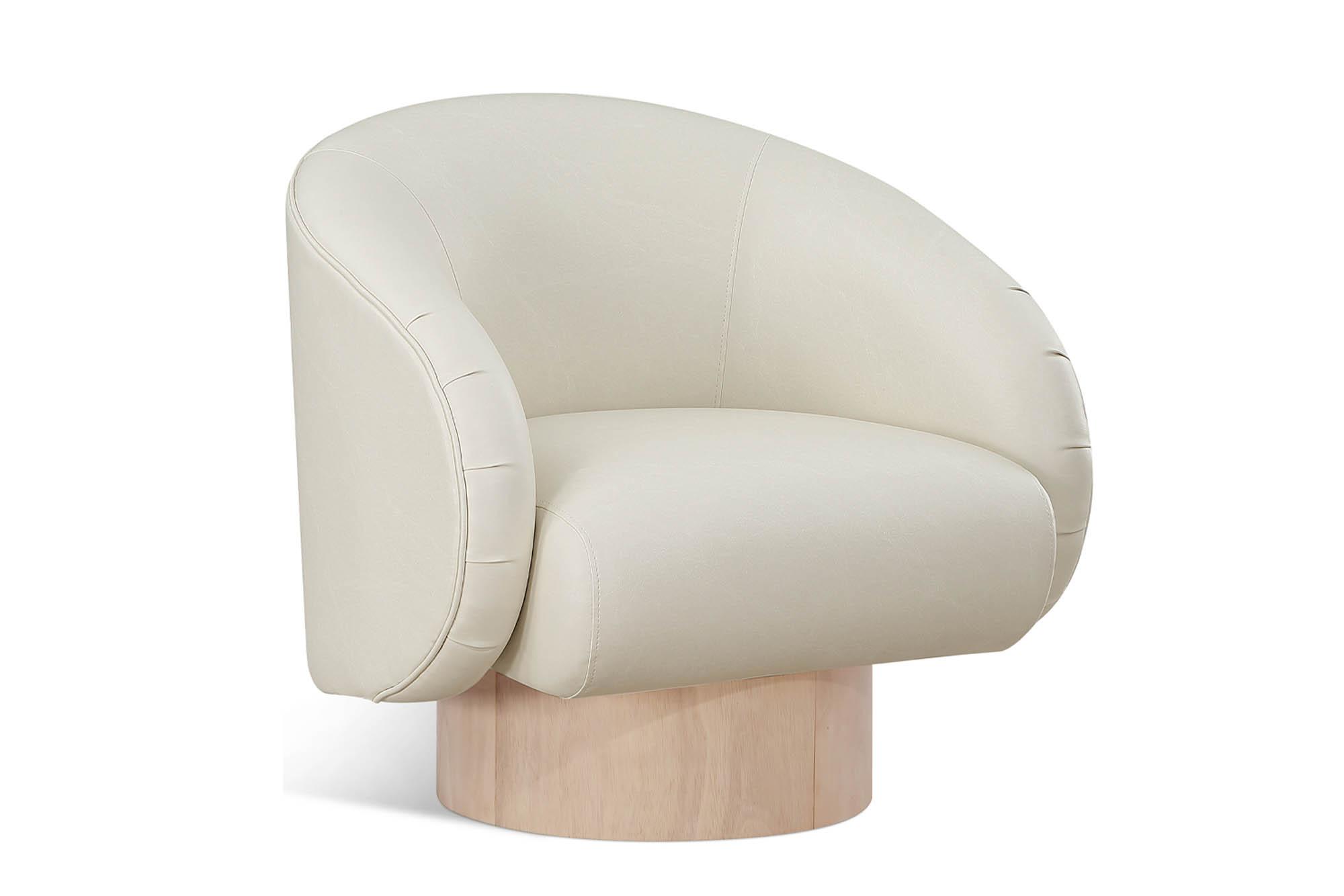 

    
Cream Faux Leather Swivel Accent Chair GIBSON 484Cream Meridian Modern
