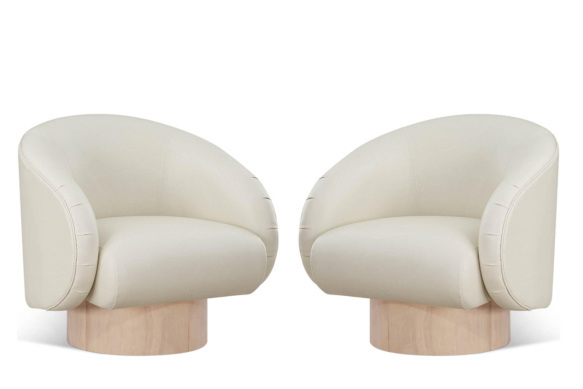 

    
Cream Faux Leather Swivel Accent Chair Set 2Pcs GIBSON 484Cream Meridian Modern
