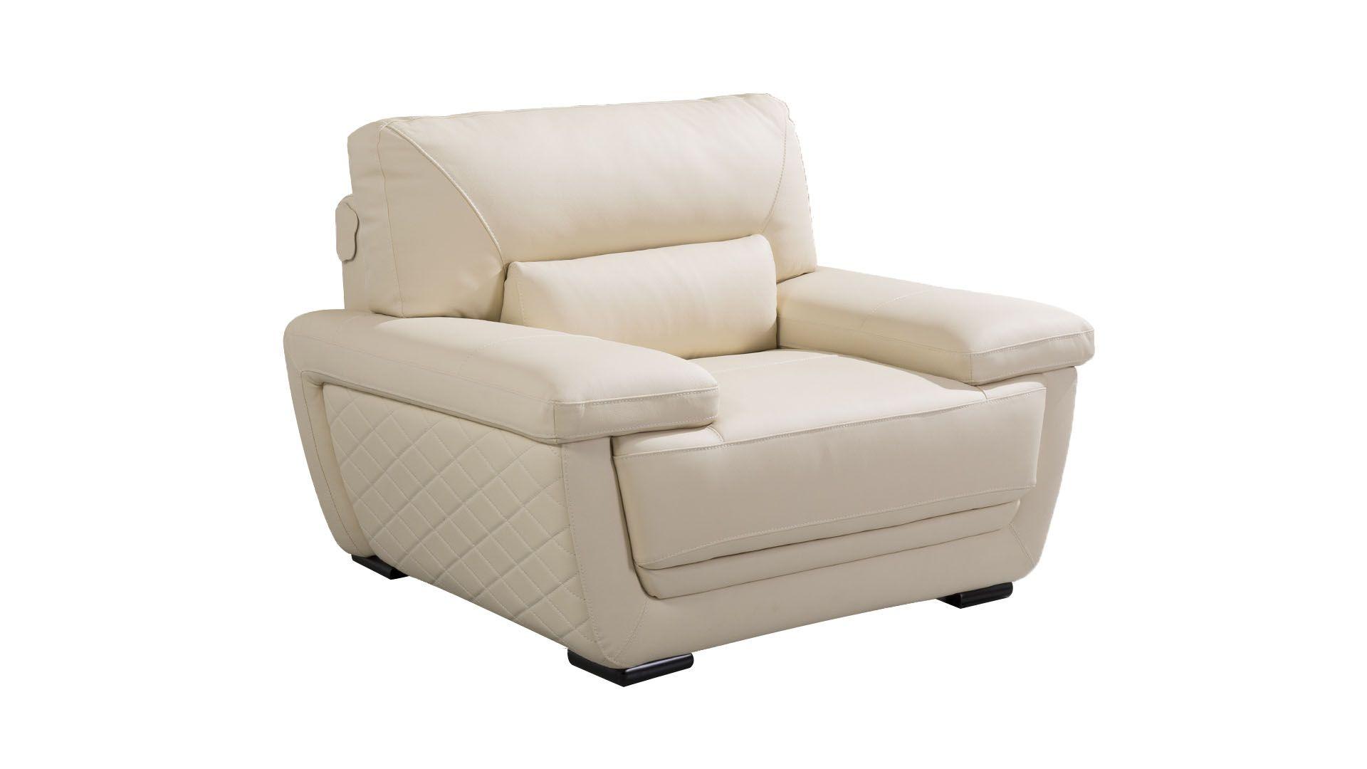 Contemporary, Modern Arm Chair EK019-CRM-CHR EK019-CRM-CHR in Cream Italian Leather
