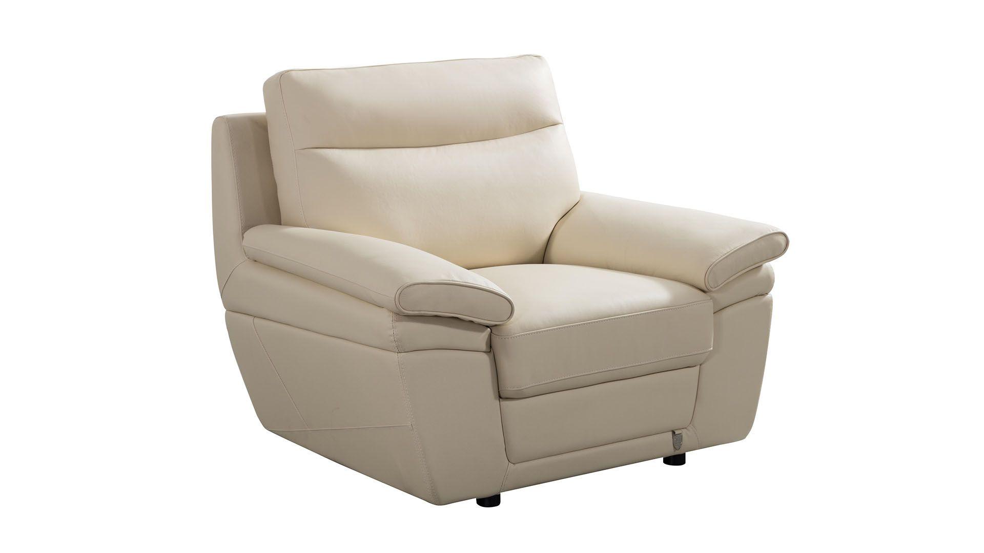 Contemporary, Modern Arm Chair EK092-GR-CHR EK092-GR-CHR in Cream Top grain leather