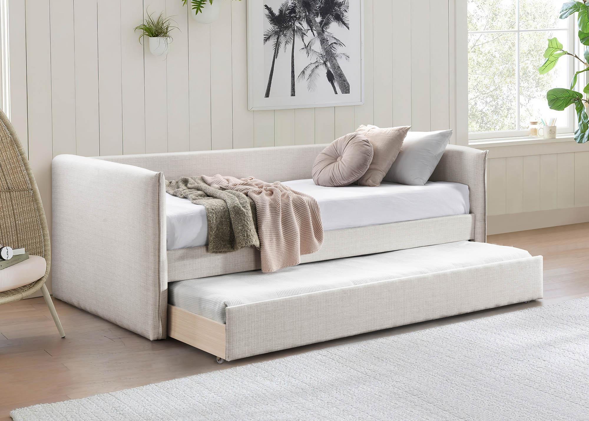 

    
Cream Linen Fabric Twin Daybed ColtonCream-T Meridian Modern Contemporary

