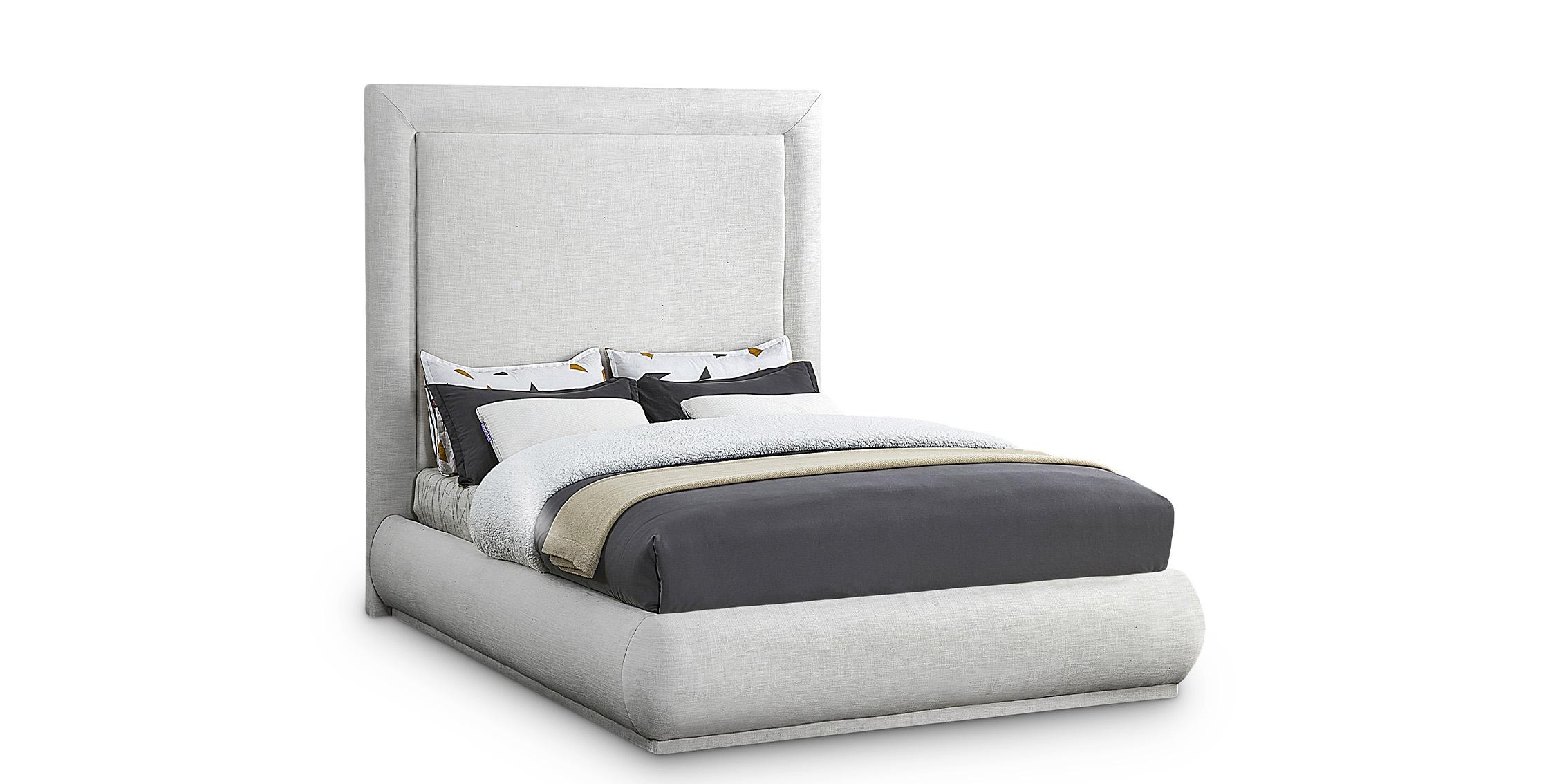 Contemporary, Modern Platform Bed BrookeCream-K BrookeCream-K in Cream Linen