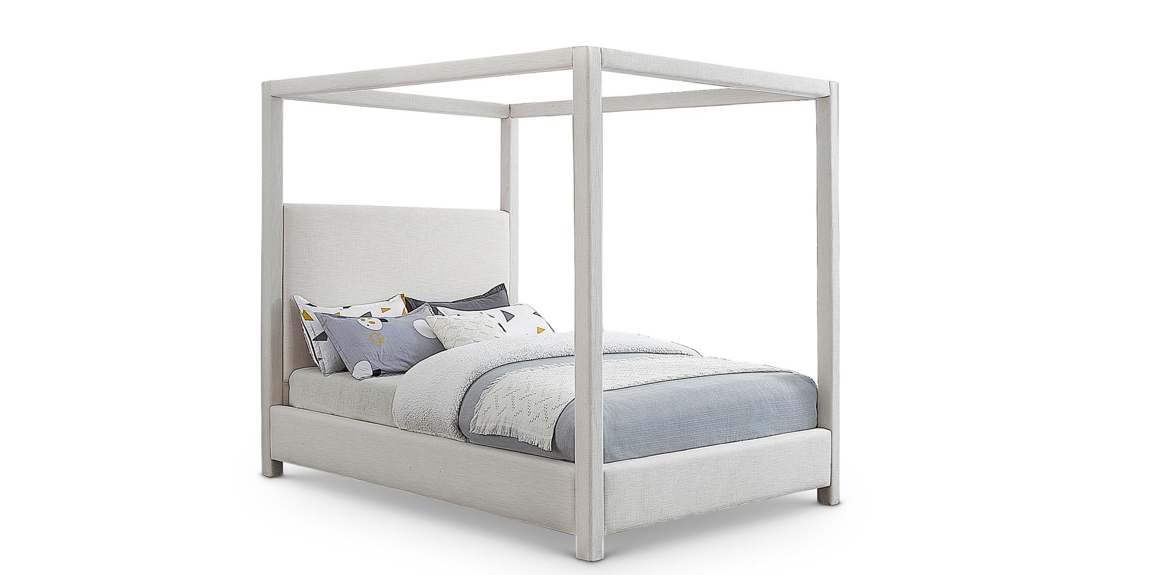 Modern Canopy Bed EmersonCream-Q EmersonCream-Q in Cream Linen
