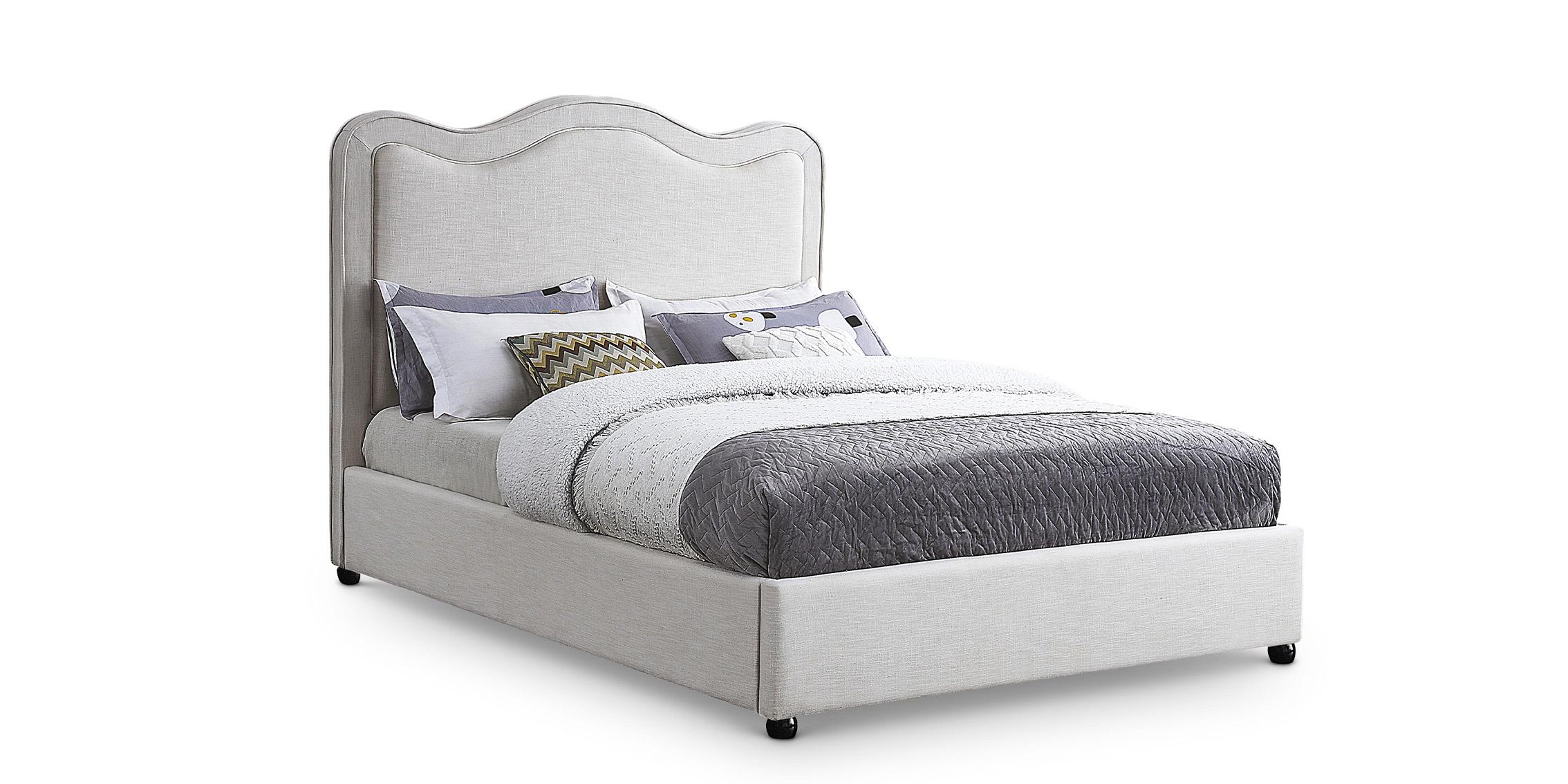Contemporary, Modern Platform Bed FelixCream-Q FelixCream-Q in Cream Linen