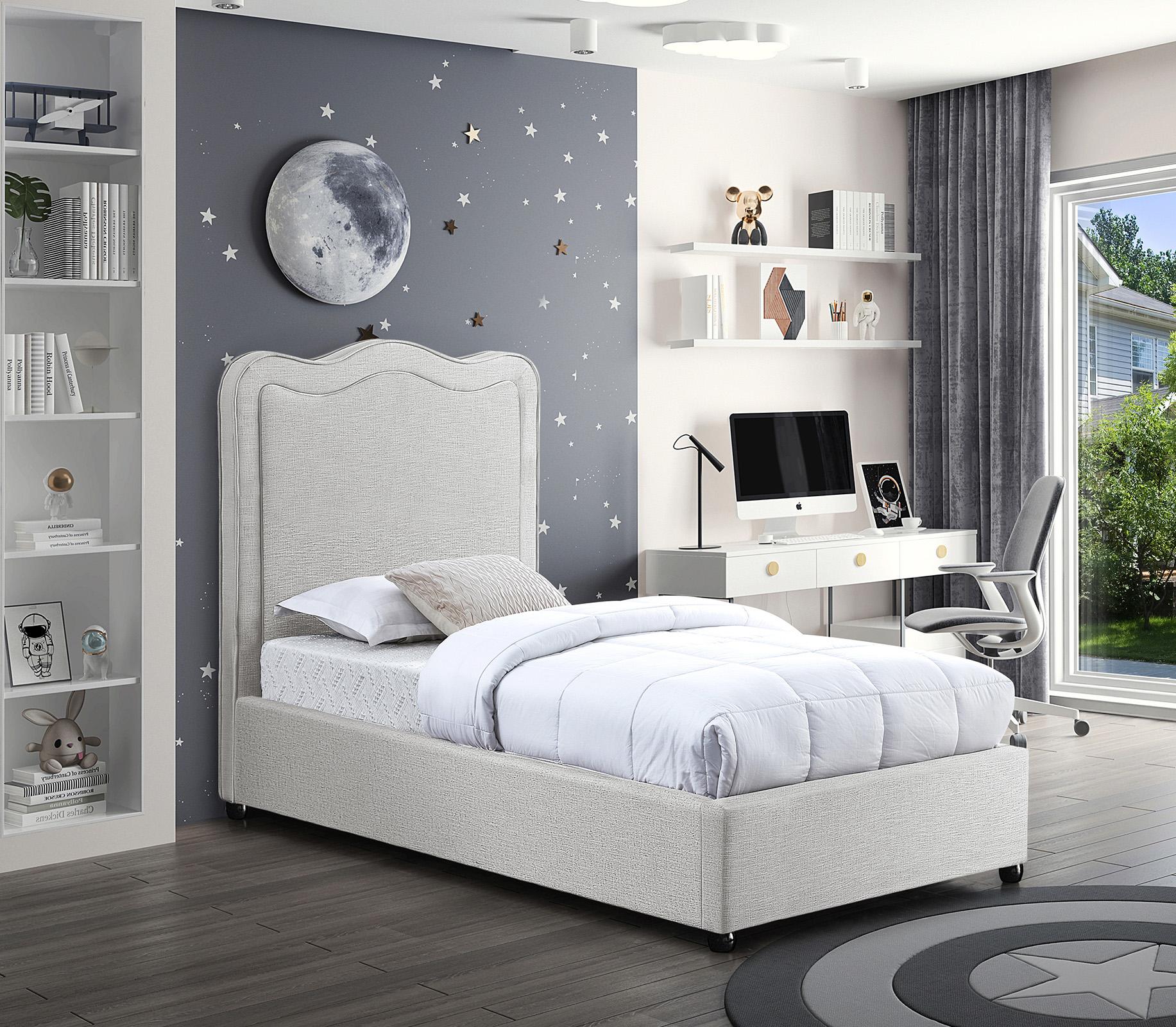 

    
Cream Linen Twin Bed FELIX FelixCream-T Meridian Contemporary Modern
