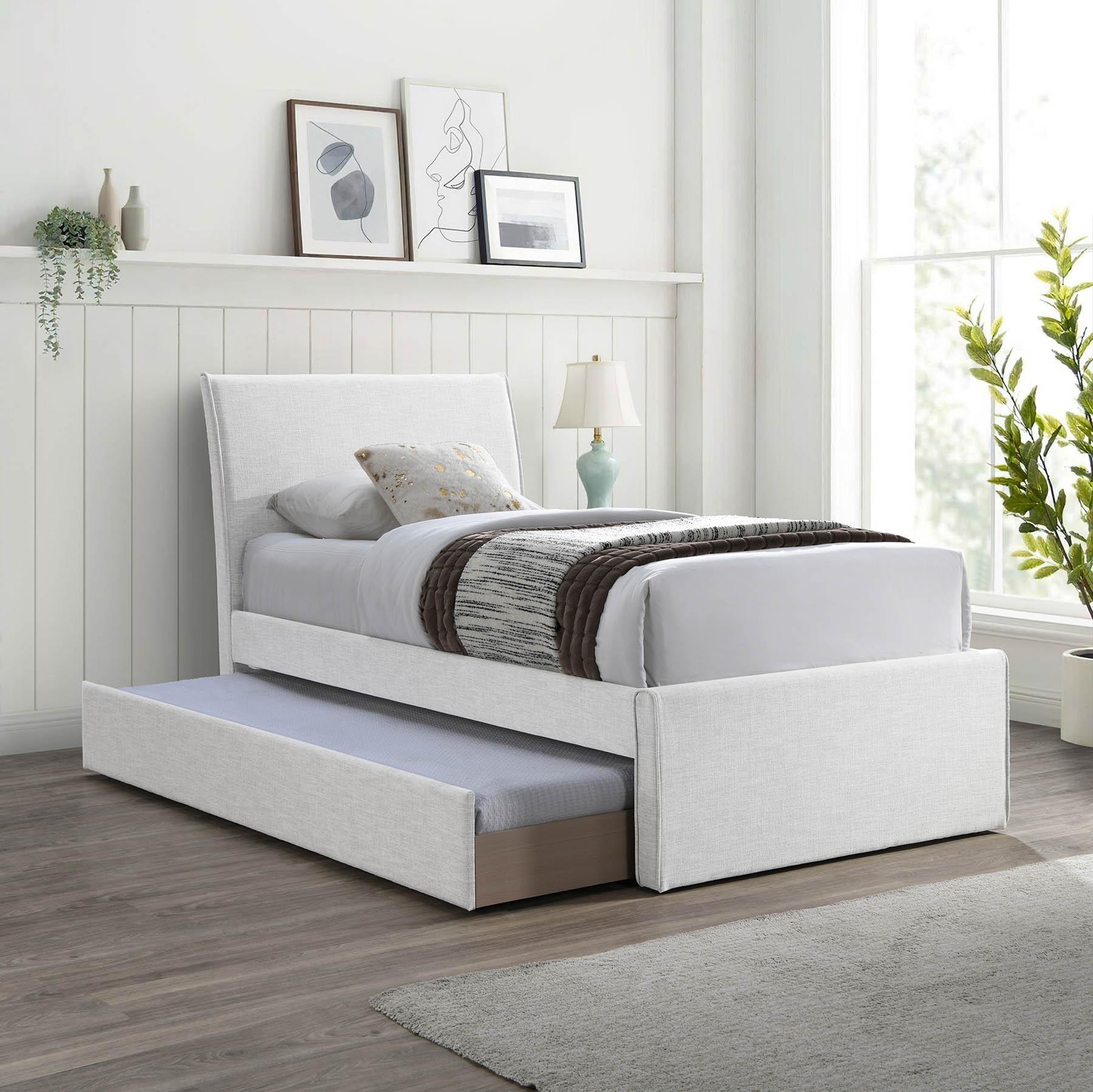 

    
Cream Linen Twin Trundle Bed MYLES B1261Cream-T Meridian Contemporary Modern

