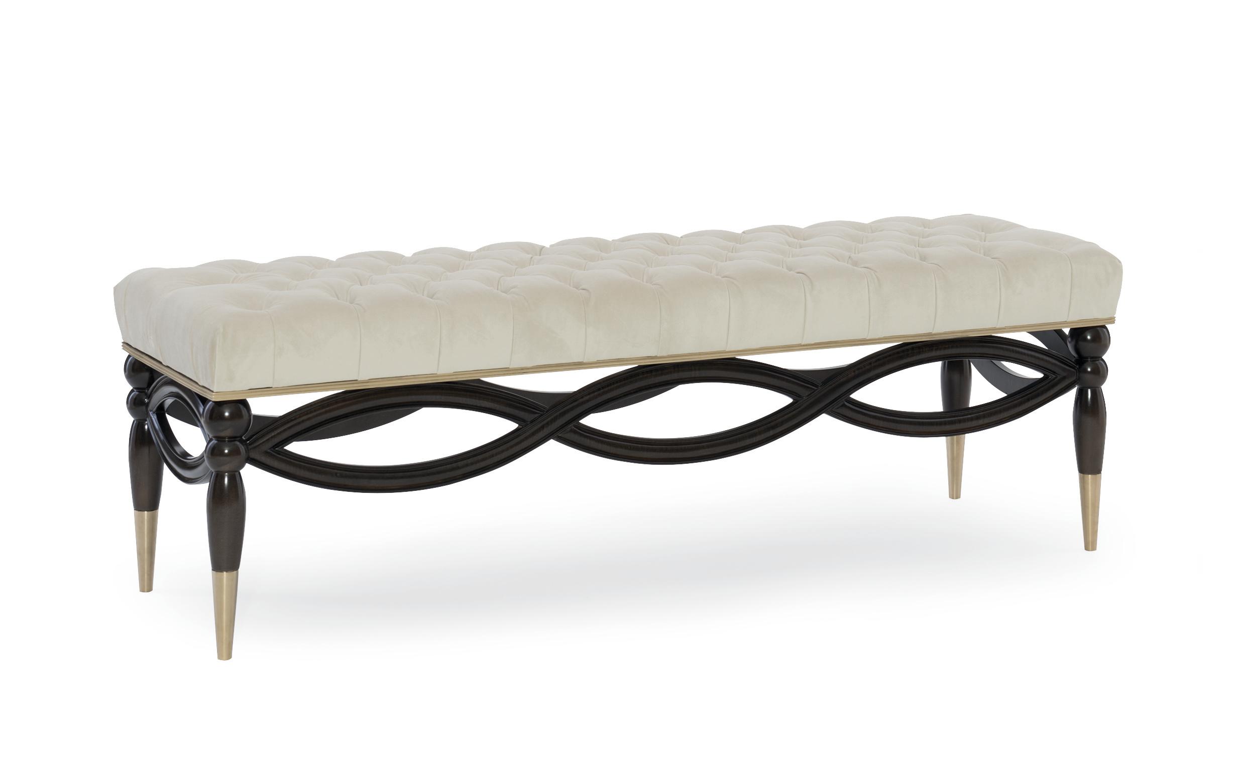 Contemporary Benches EVERLY B093-290 in Cream, Ebony Fabric
