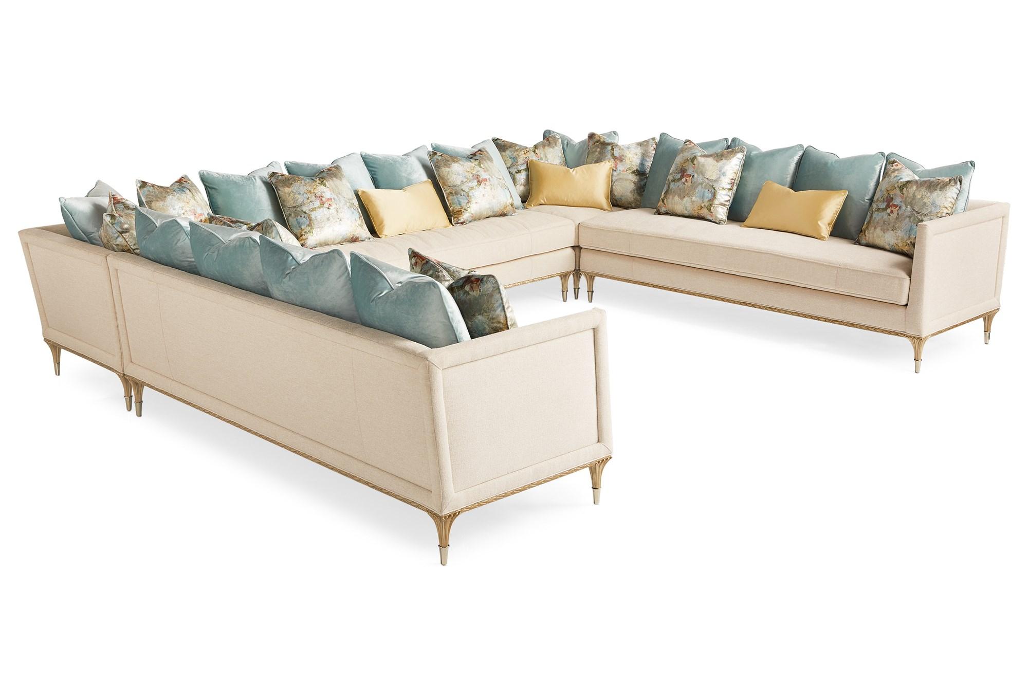 

    
Cream Performance Fabric Sectional Sofa 5 Pcs FONTAINEBLEAU by Caracole
