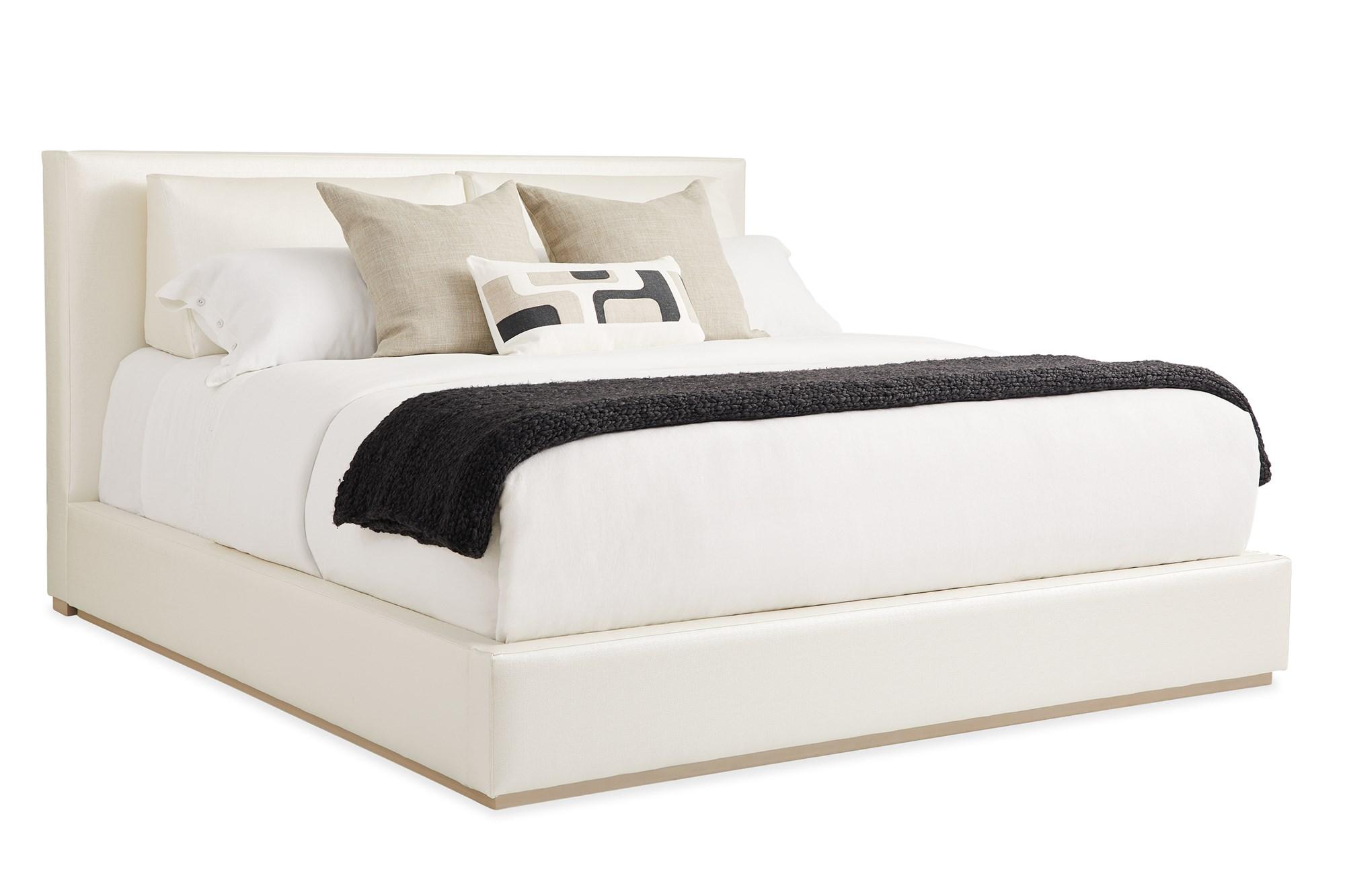 

    
Cream Premium Fabric Platform King Size THE BOUTIQUE BED by Caracole
