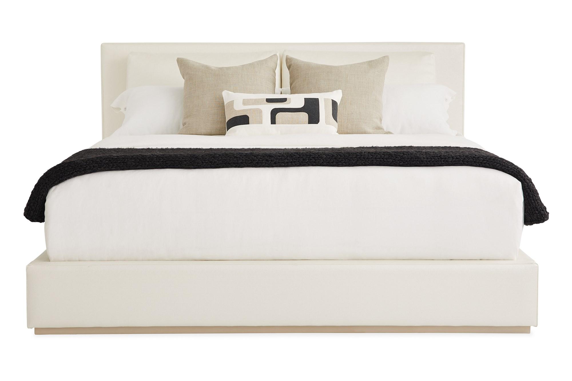 

    
Cream Premium Fabric Platform King Size THE BOUTIQUE BED by Caracole
