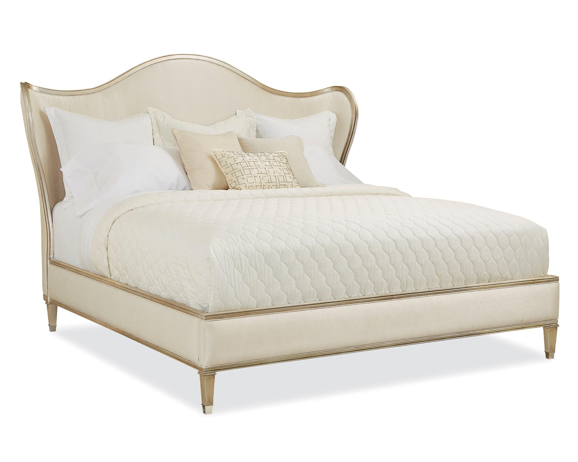 Contemporary Panel Bed BEDTIME BEAUTY CLA-016-103 in Cream Microfiber