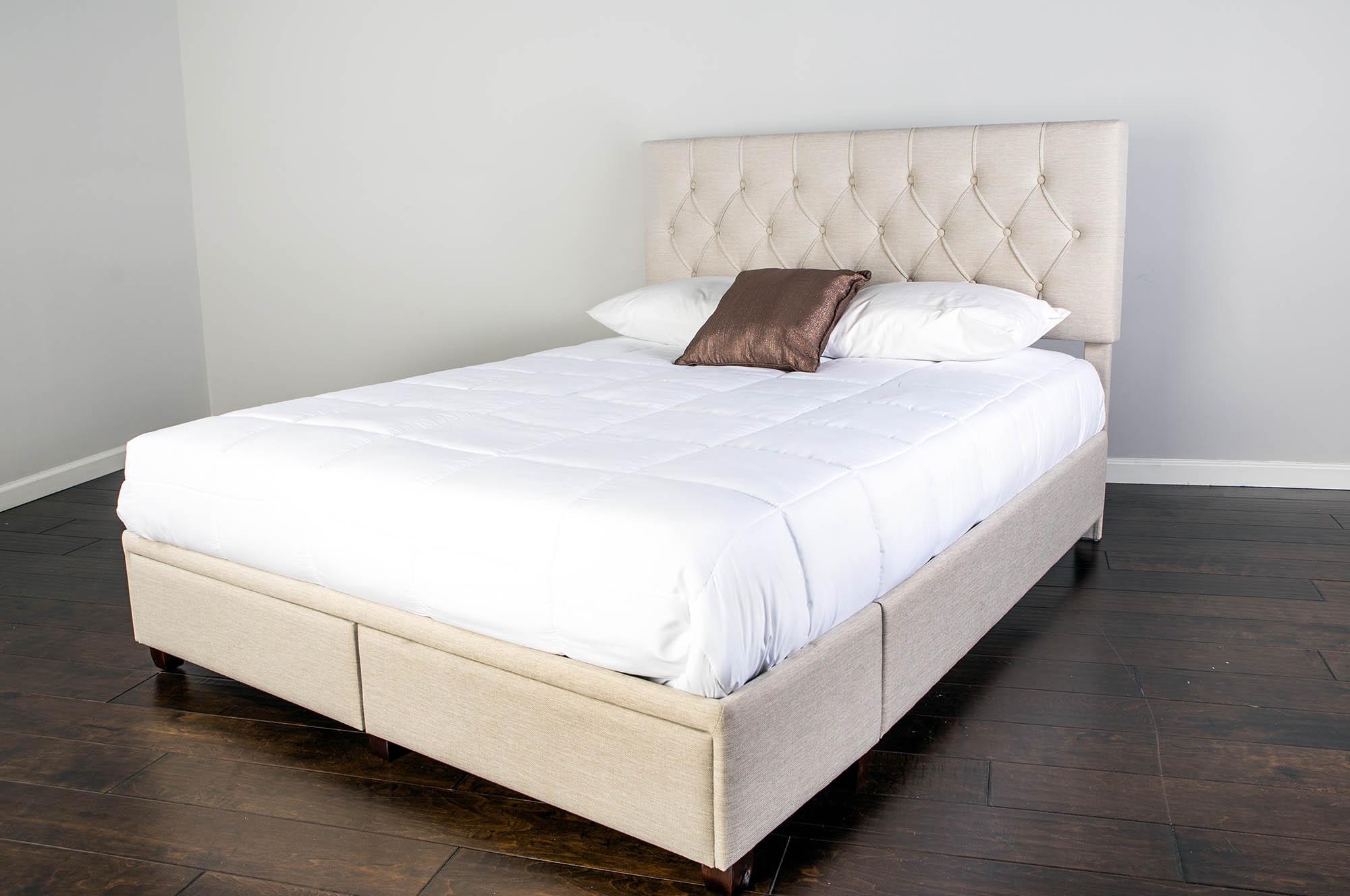 

    
Cream Upholstered Panel King Storage Bed ELISE 1192DS-110 Bernards Modern
