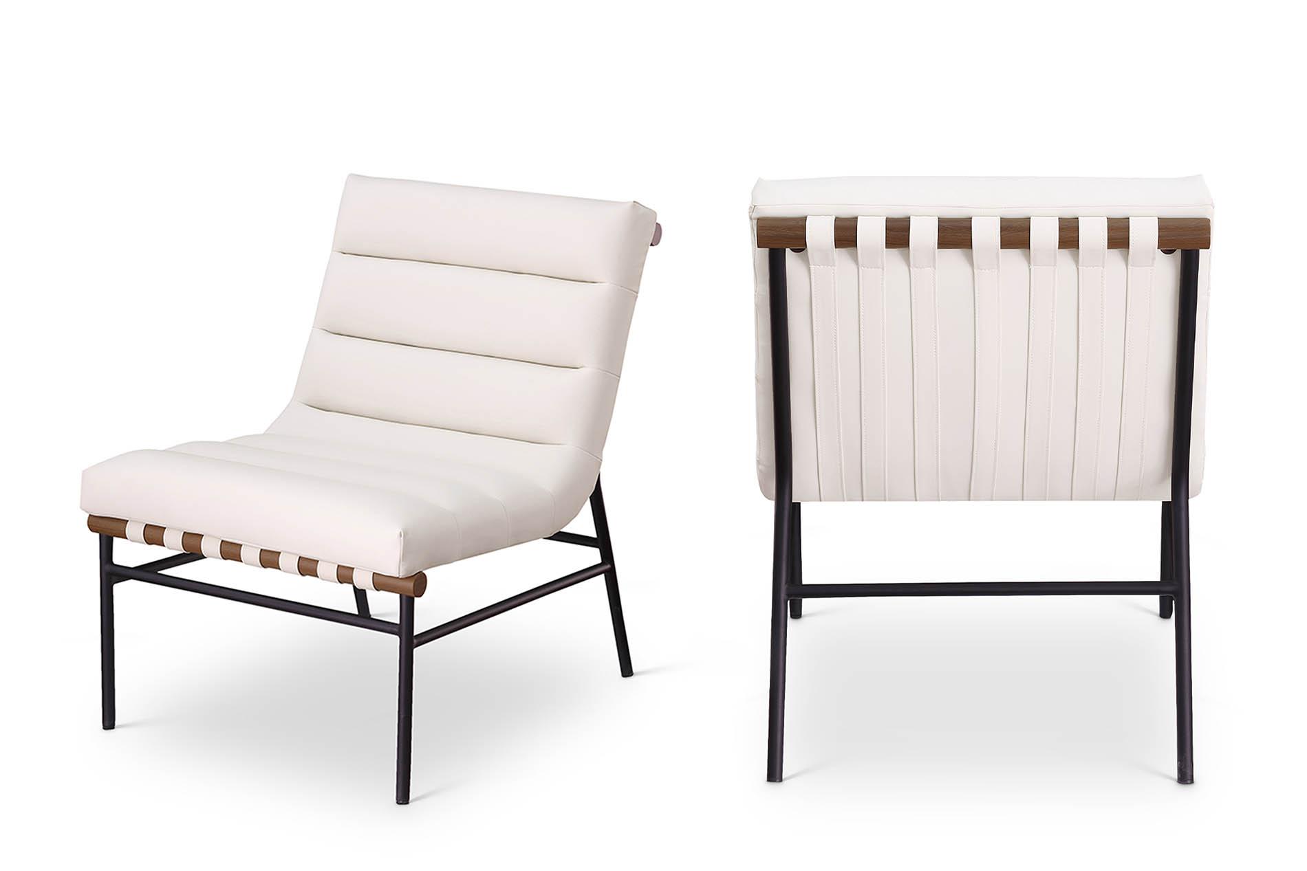 Contemporary, Modern Accent Chair Set 416Cream-Set 416Cream-Set in Cream Faux Leather