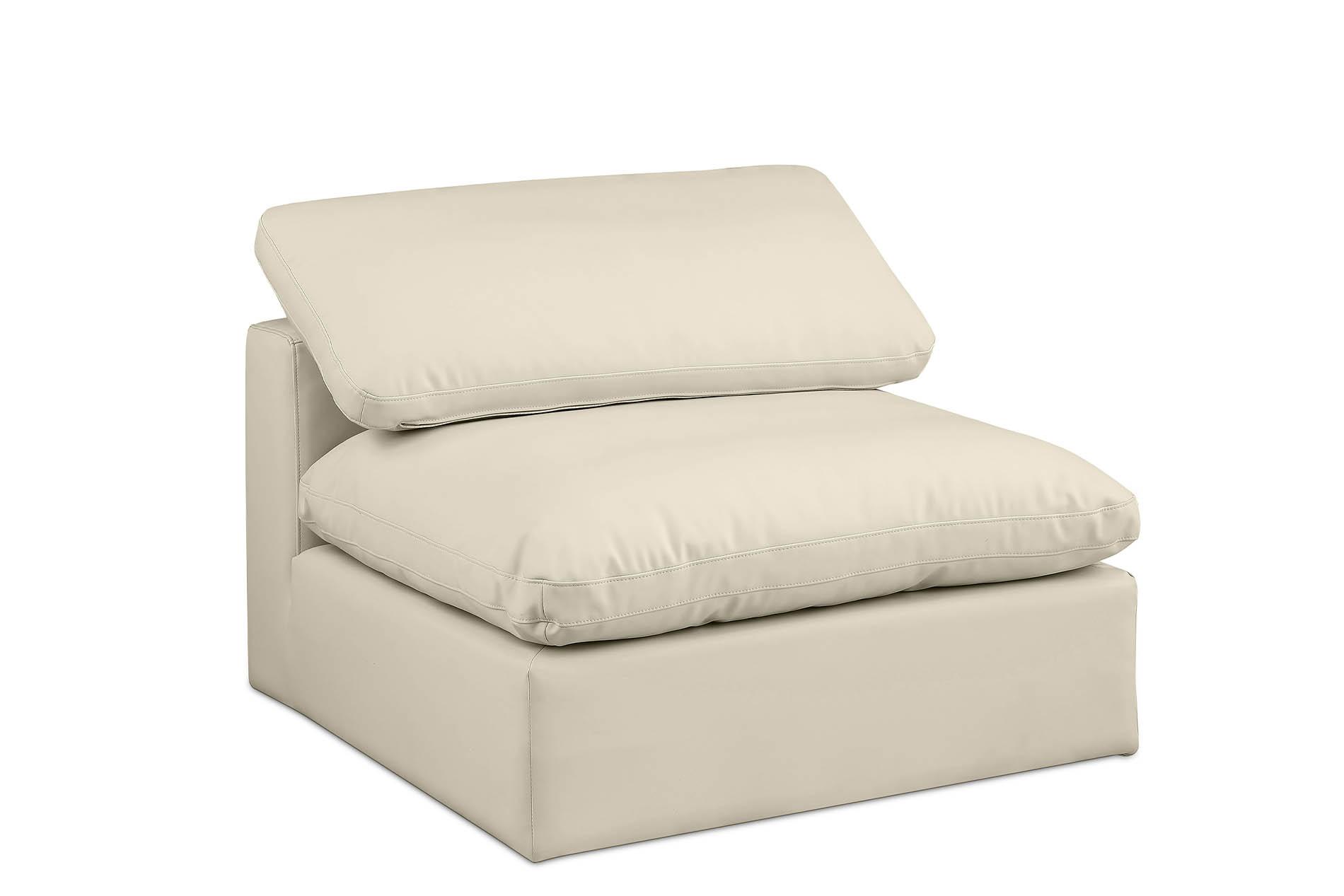 Contemporary, Modern Modular Armless Chair 188Cream-Armless 188Cream-Armless in Cream Faux Leather