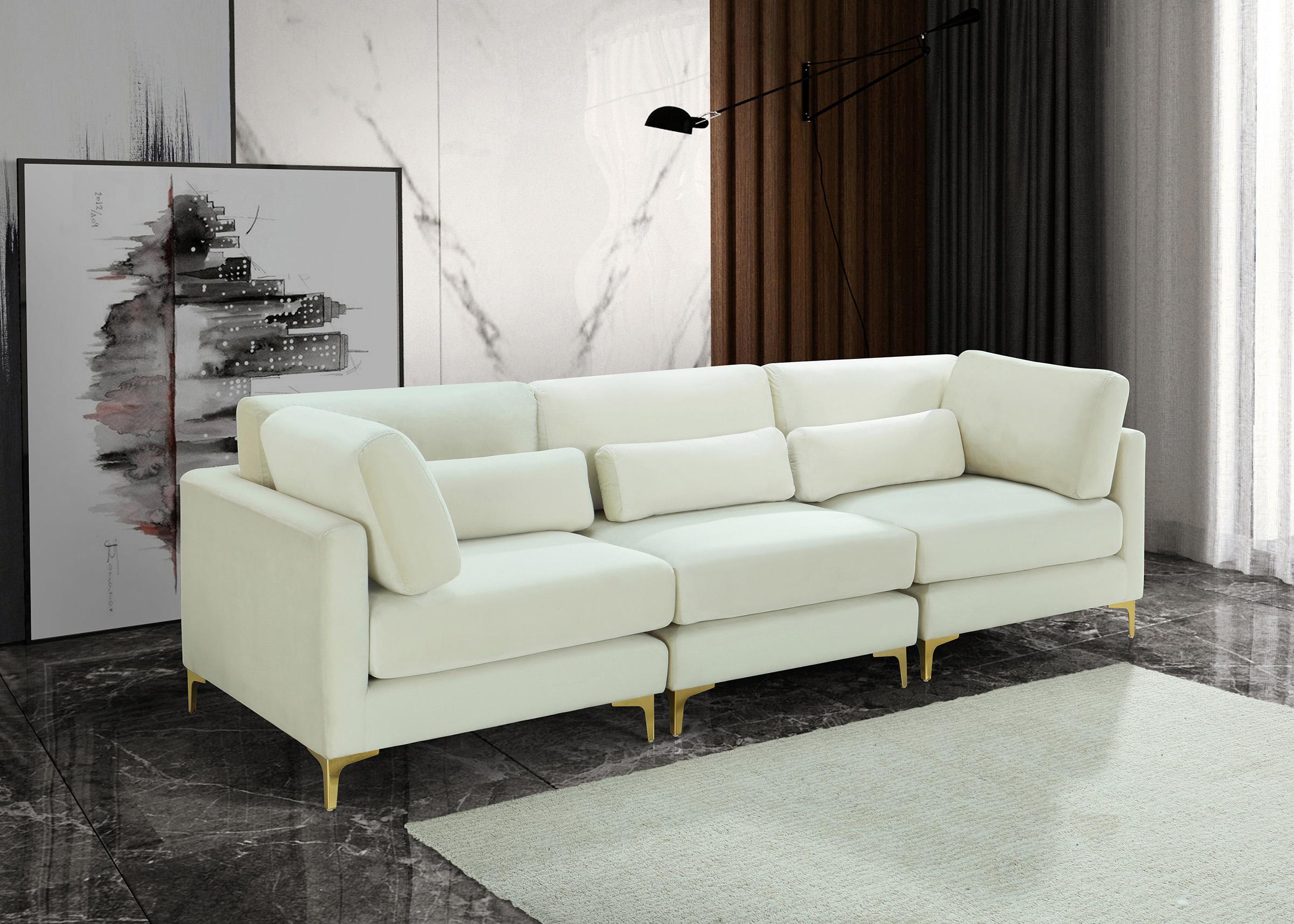 

    
Cream Velvet Modular Sofa JULIA 605Cream-S108 Meridian Contemporary Modern
