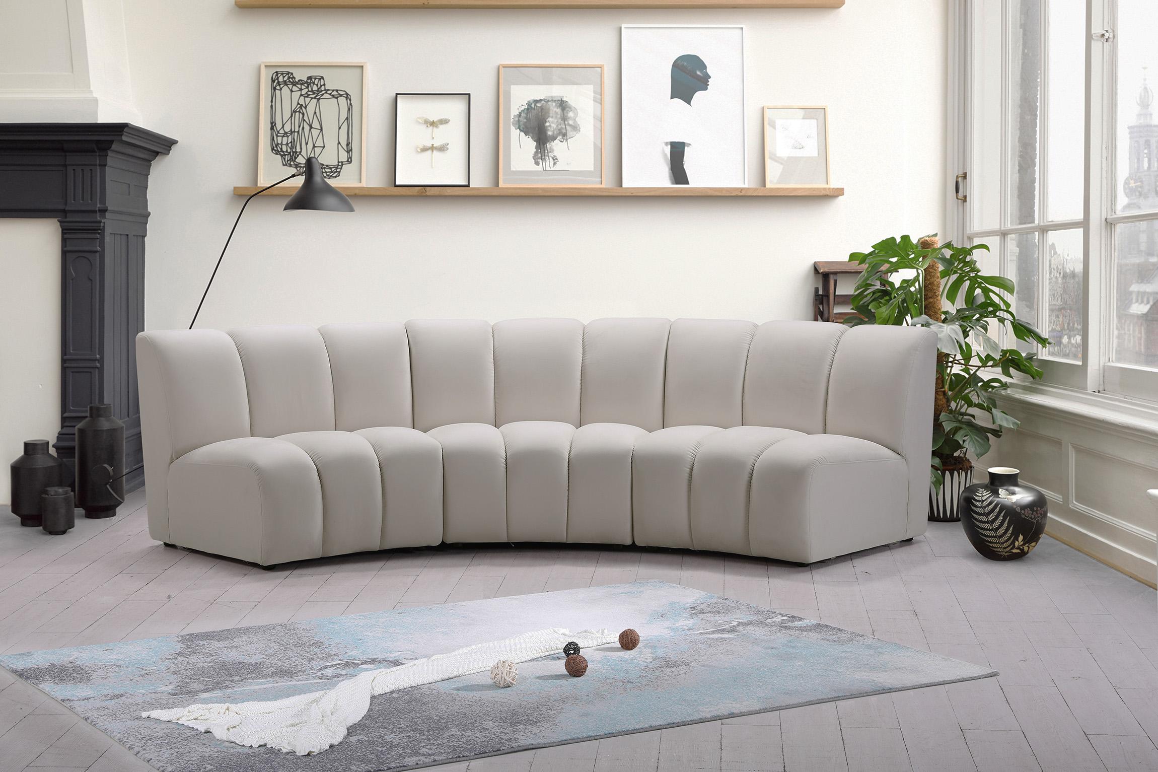 

    
Cream Velvet Modular Sectional Sofa INFINITY 638Cream-3PC Meridian Modern
