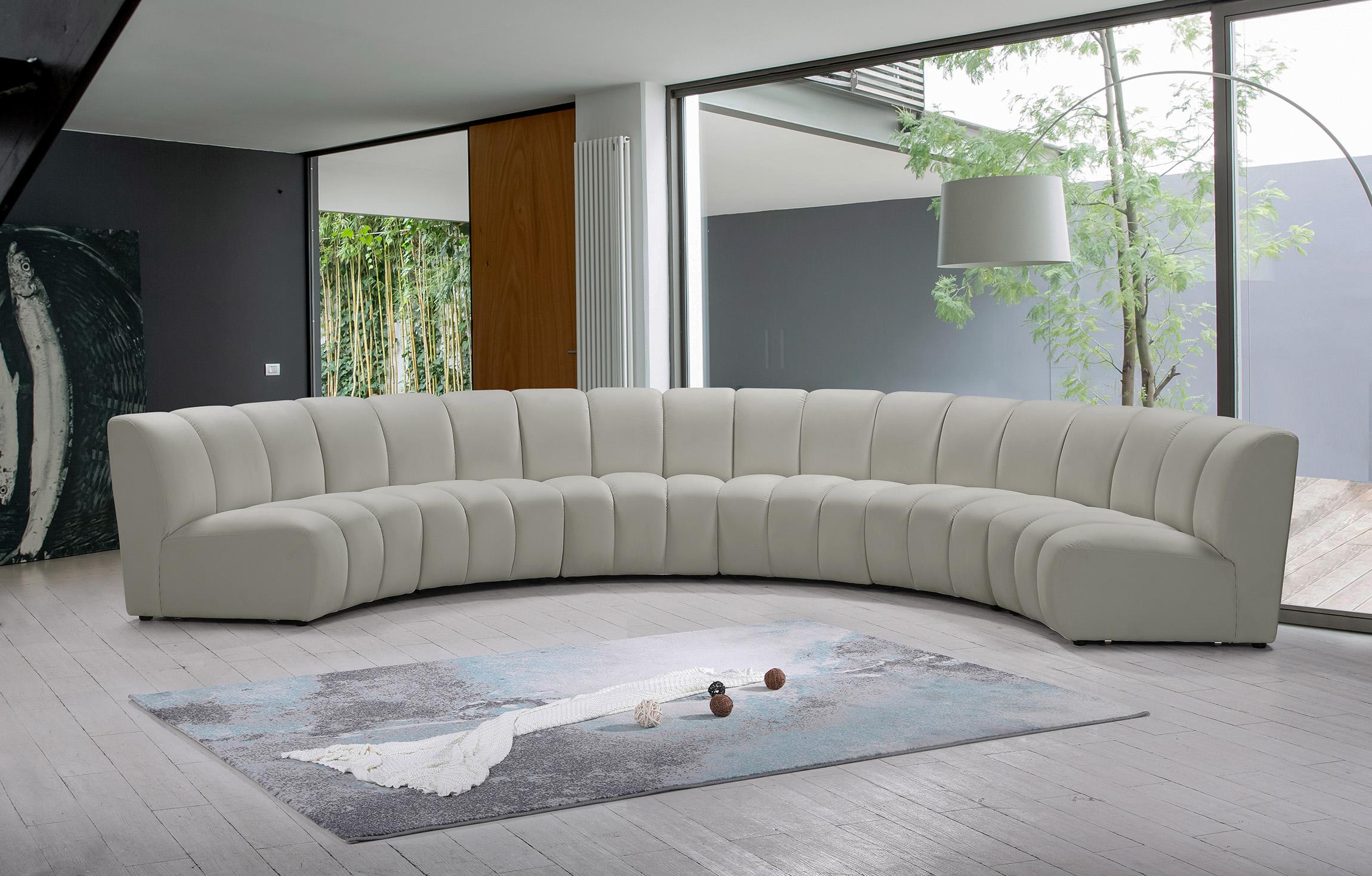 

    
Cream Velvet Modular Sectional Sofa INFINITY 638Cream-6PC Meridian Modern
