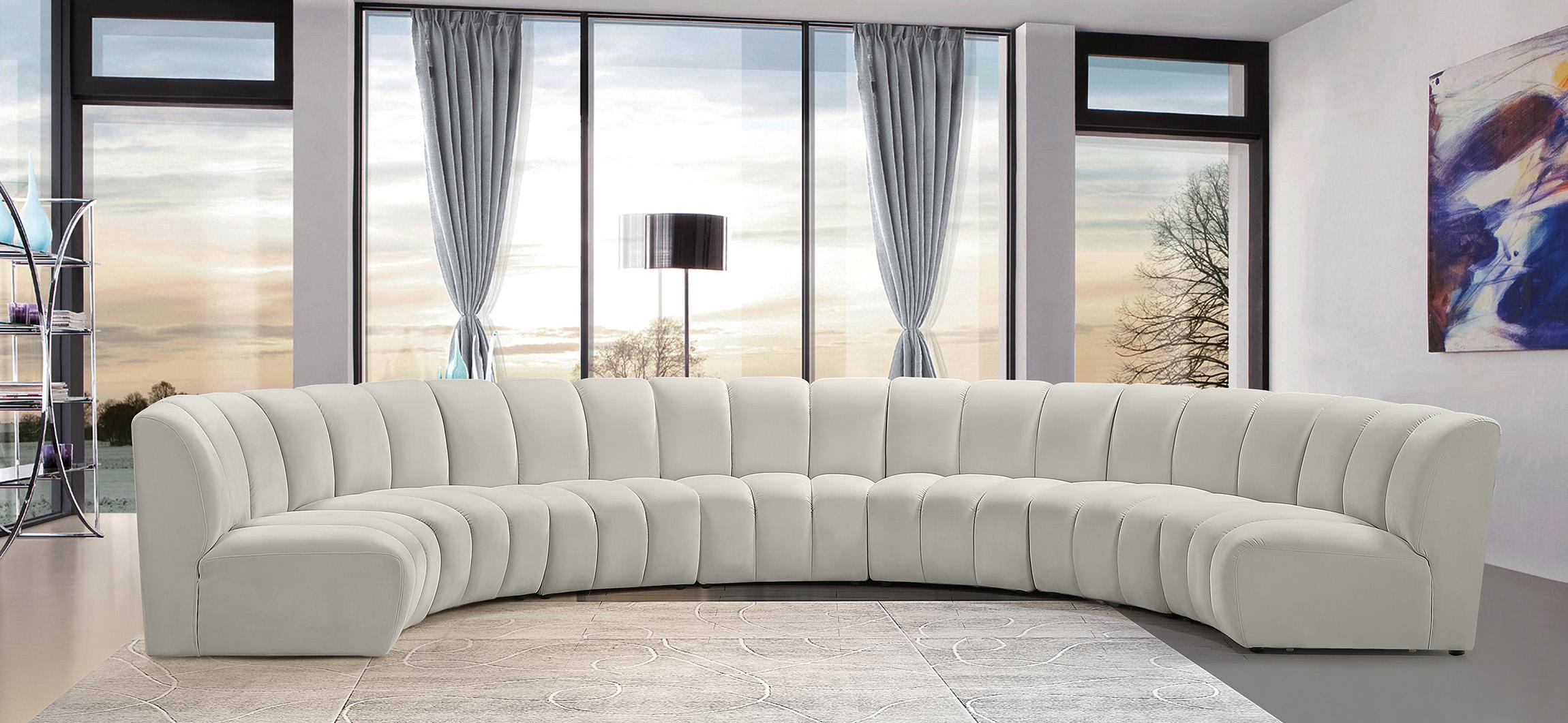 

    
Cream Velvet Modular Sectional Sofa INFINITY 638Cream-7PC Meridian Modern
