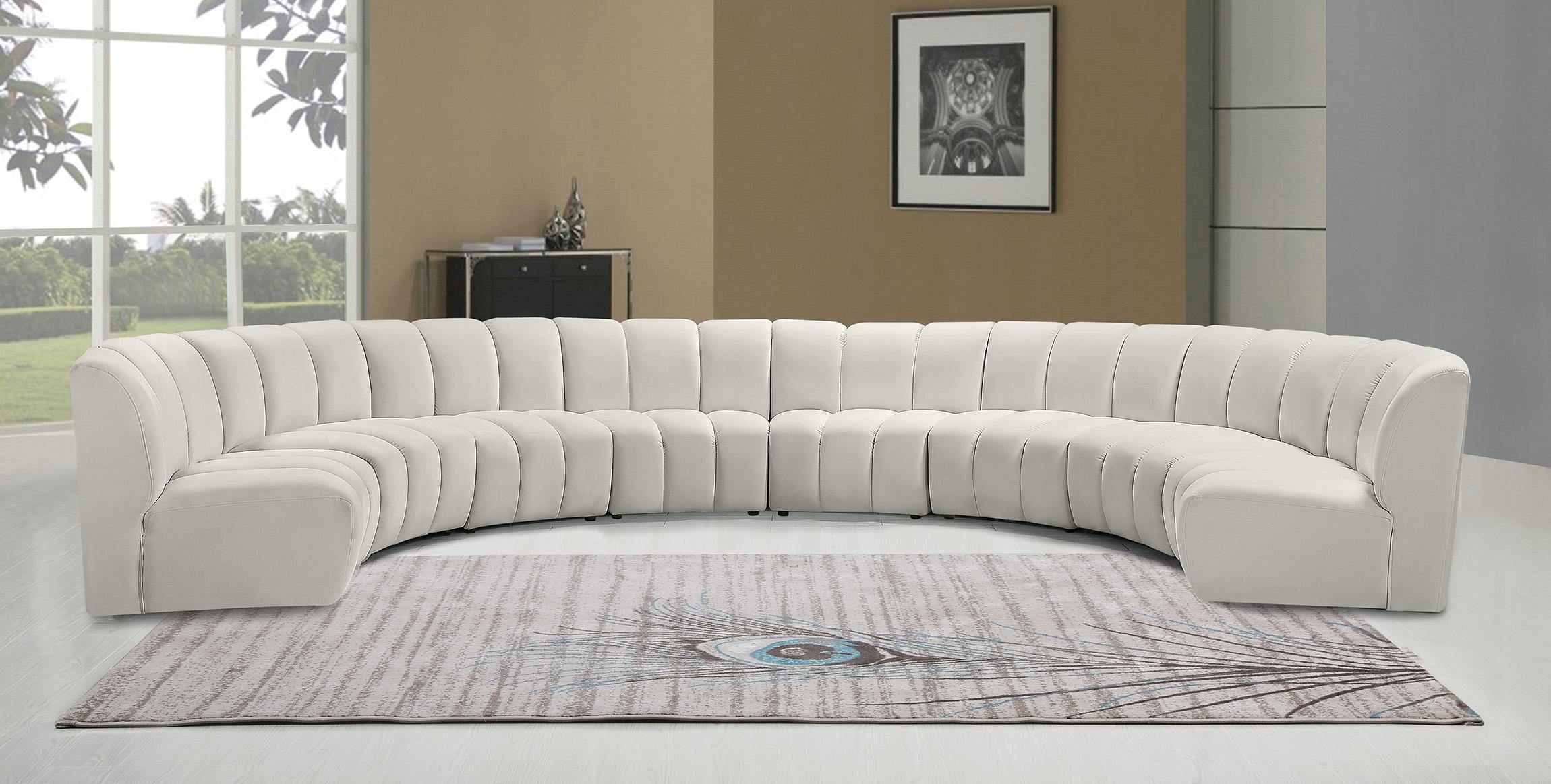 

    
Cream Velvet Modular Sectional Sofa INFINITY 638Cream-8PC Meridian Modern
