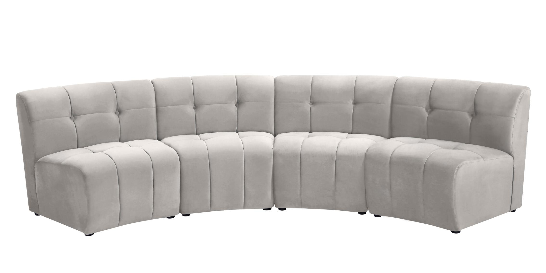

    
CREAM Velvet Modular Sectional Sofa LIMITLESS 645Cream-4PC Meridian Modern
