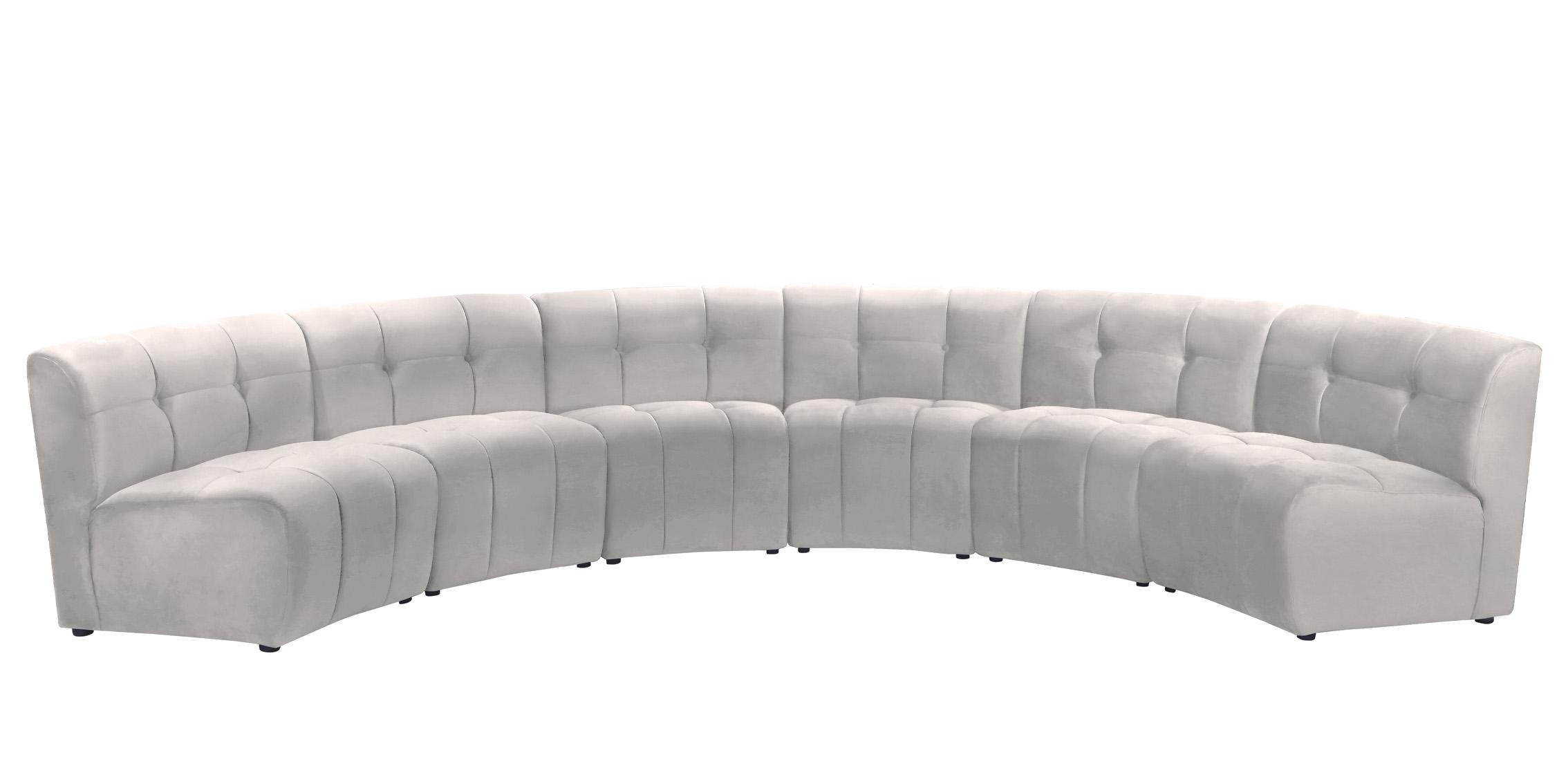 

    
CREAM Velvet Modular Sectional Sofa LIMITLESS 645Cream-6PC Meridian Modern
