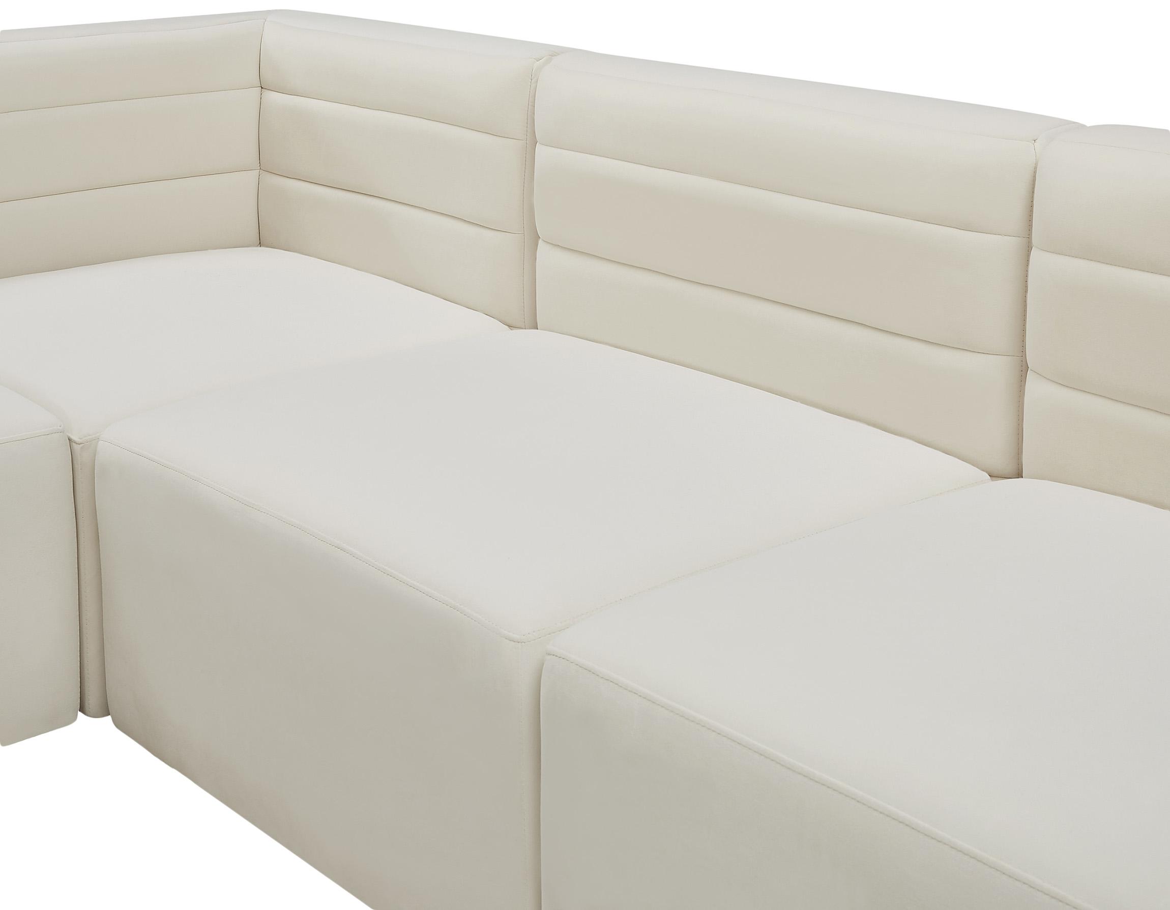 

    
 Shop  Cream Velvet Modular Comfort Sofa Quincy 677Cream-S126 Meridian Contemporary
