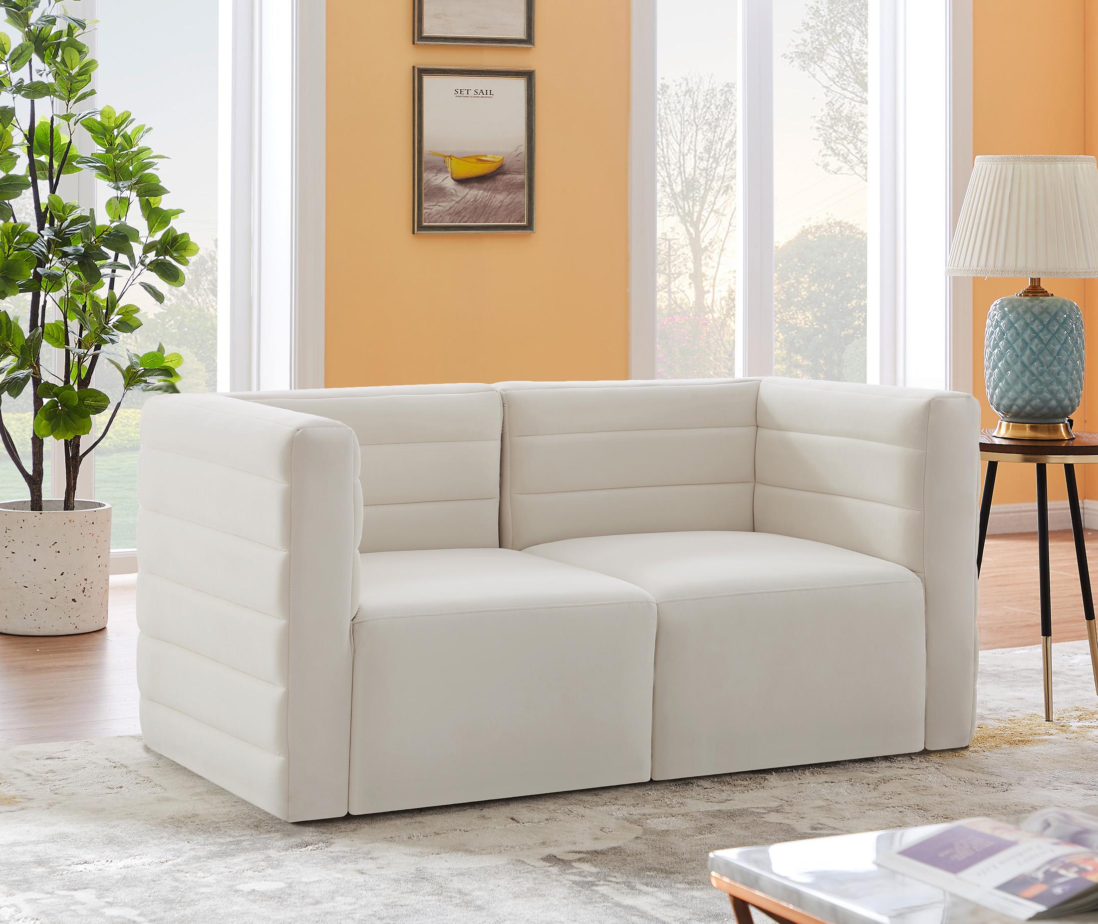 

    
Cream Velvet Modular Comfort Sofa Quincy 677Cream-S63 Meridian Contemporary
