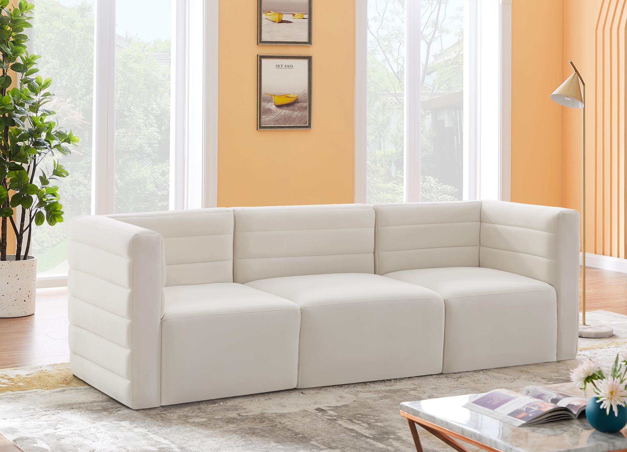 

    
Cream Velvet Modular Comfort Sofa Quincy 677Cream-S95 Meridian Contemporary
