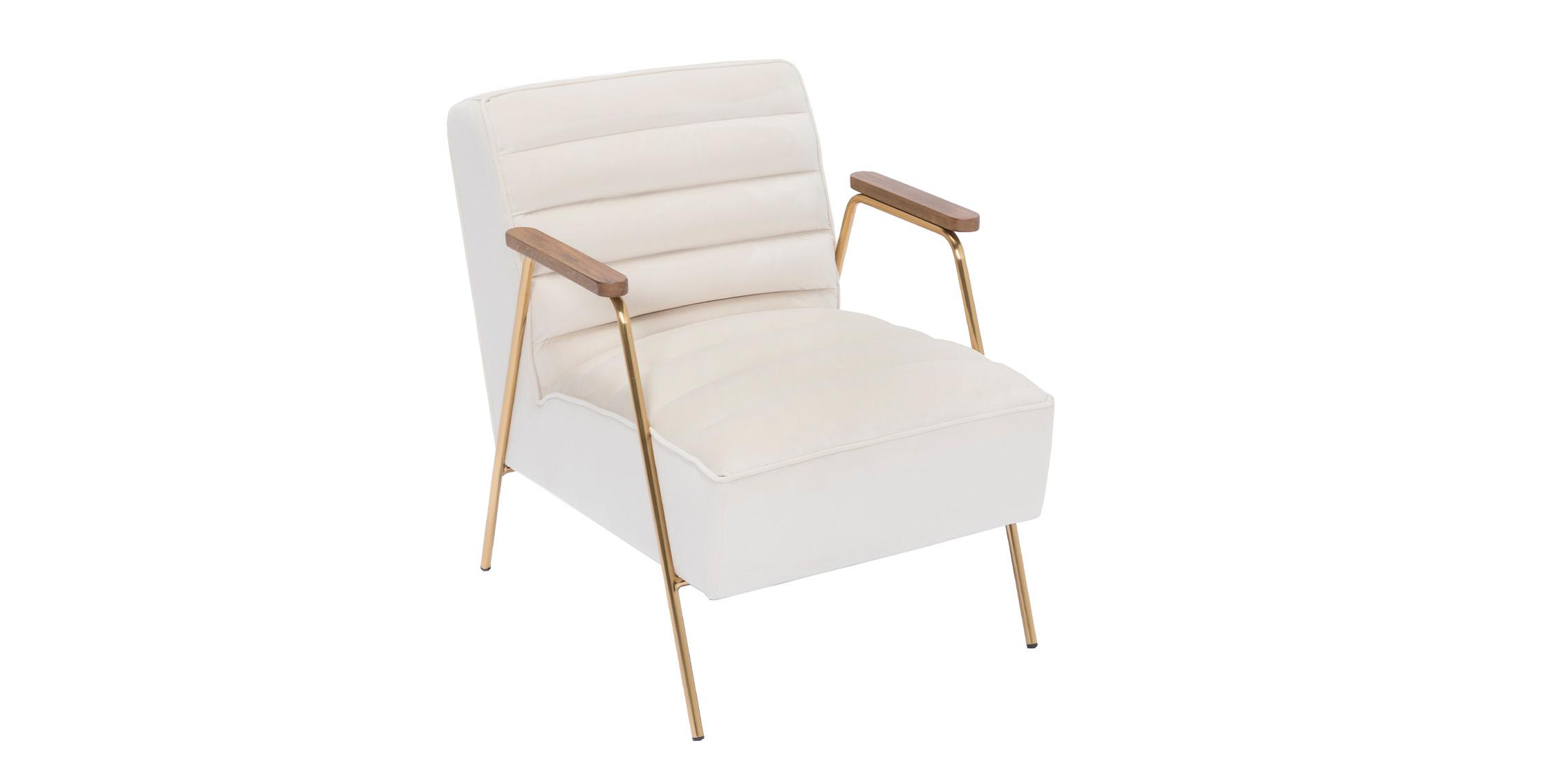 Contemporary, Modern Accent Chair WOODFORD 521Cream 521Cream in Cream, Gold Fabric