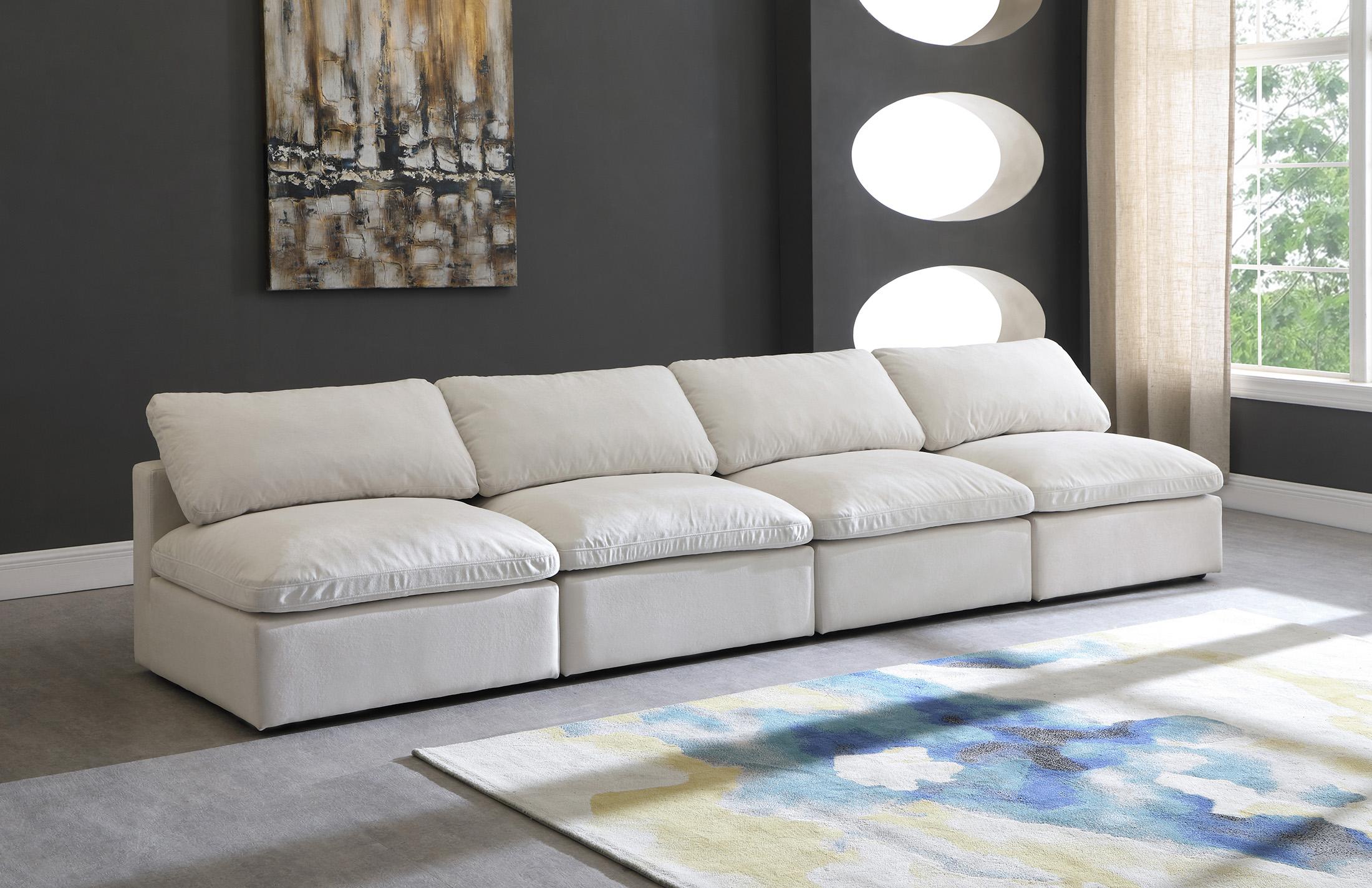 

    
Cream Velvet Comfort Modular Armless Sofa Plush 602Cream-S4 Meridian Modern
