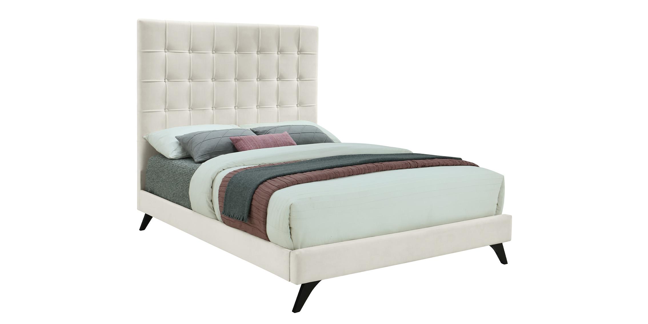 Contemporary, Modern Platform Bed ELLY EllyCream-F EllyCream-F in Cream, Espresso Fabric