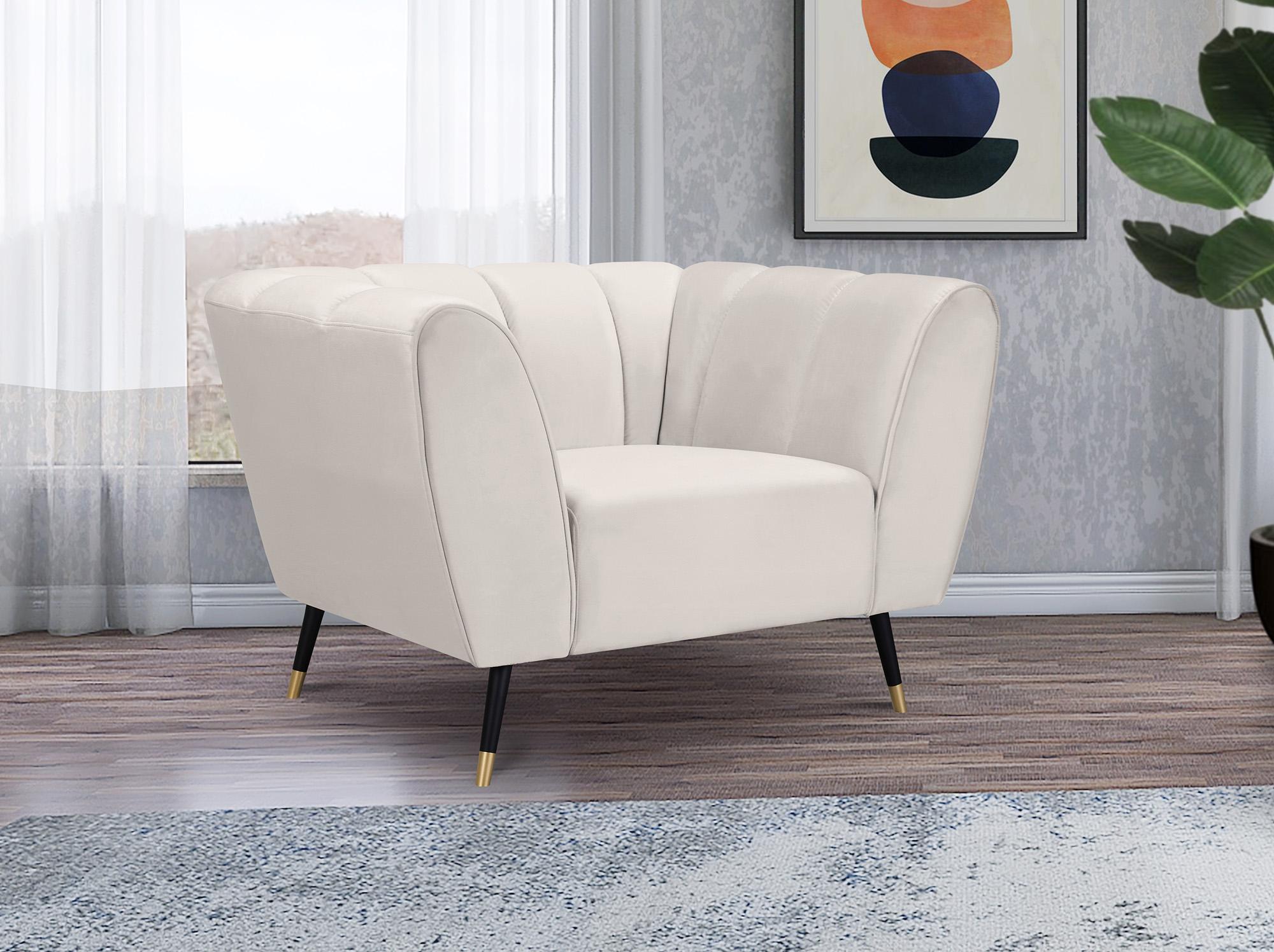 

    
Cream Velvet Channel Tufted Arm Chair BEAUMONT 626Cream-C Meridian Modern
