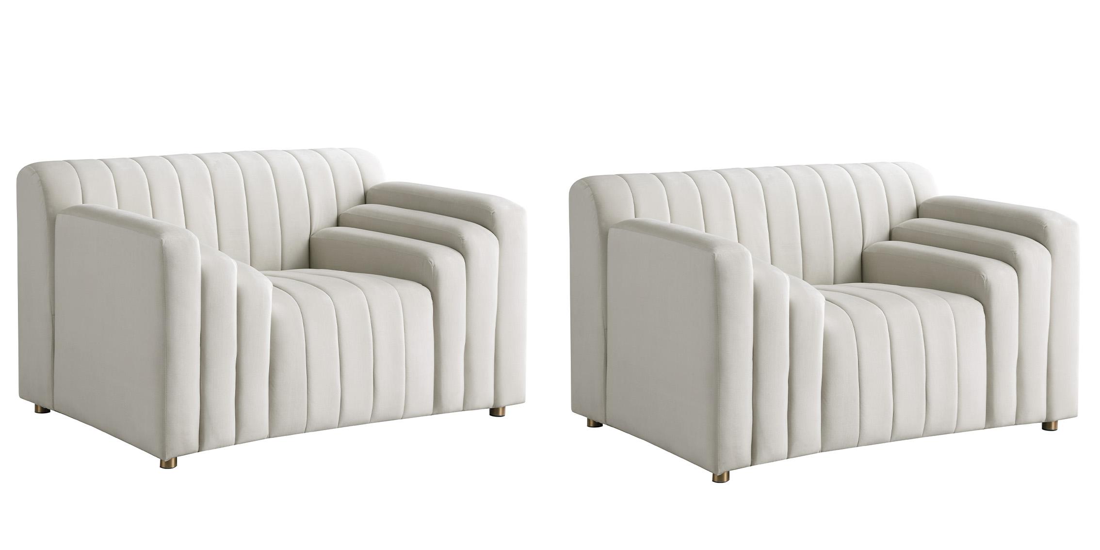 

    
Cream Velvet Channel Tufted Chair Set 2Pcs NAYA 637Cream-C Meridian Modern
