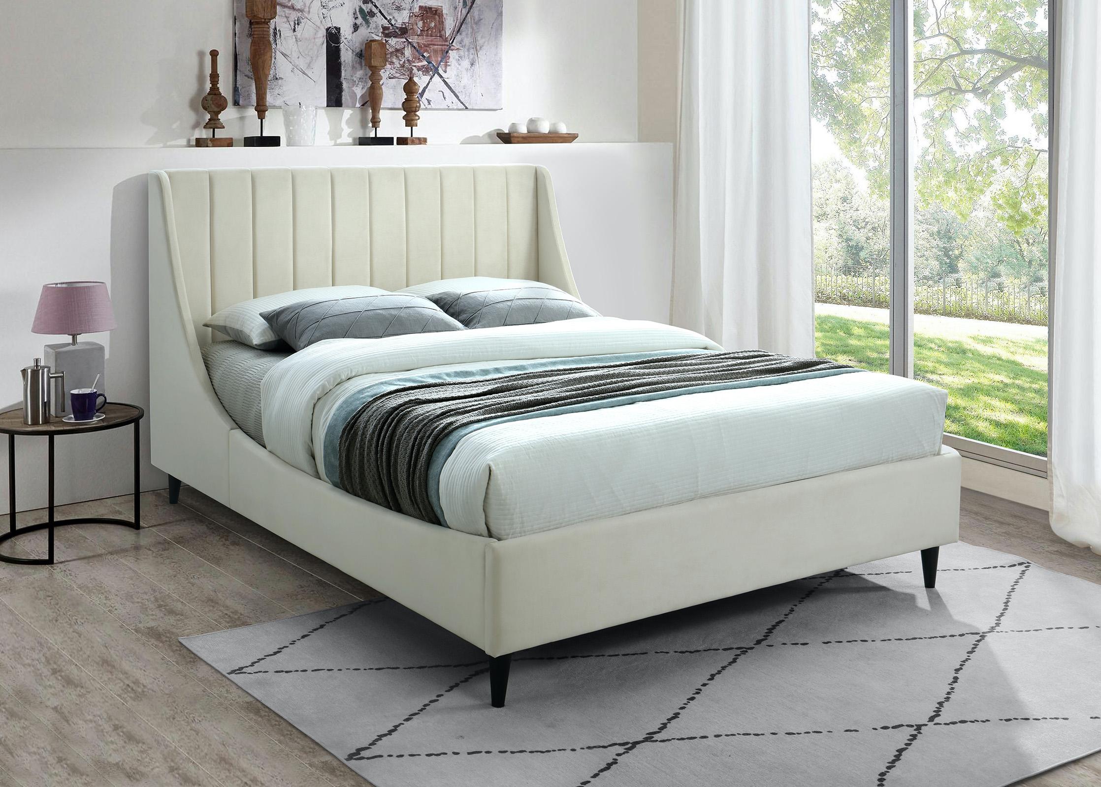 

    
Cream Velvet Channel Tufted Full Bed EVA EvaCream-F Meridian Contemporary Modern
